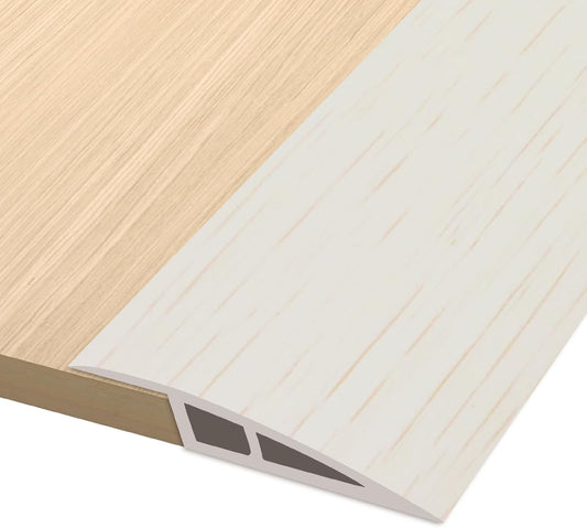 Vinyl Door Threshold Flooring Transition Strip Self Adhesive Carpet Edging Strip for Laminate Doorway Edge Threshold from 3/5" to 4/5" (Beige Wood Grain, 6.6 Ft)