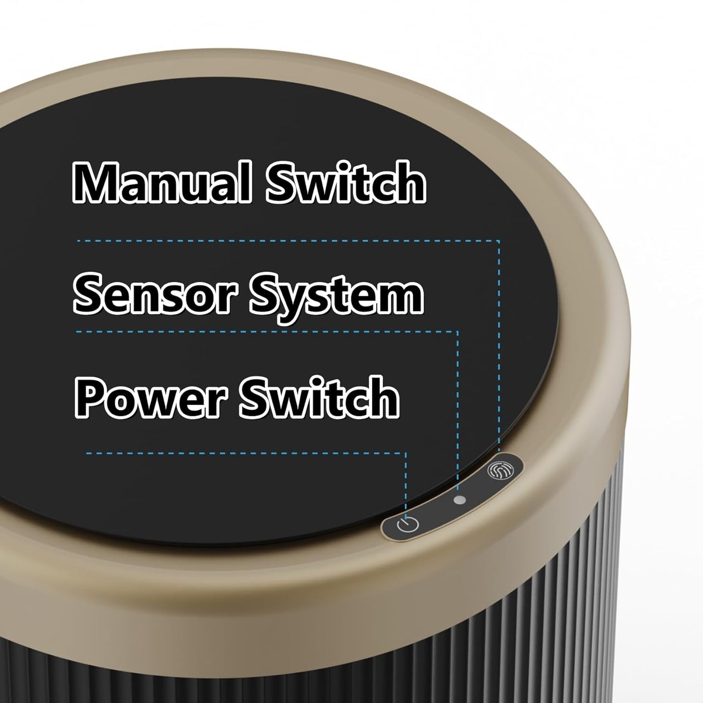 URALFA 3.7 Gallon Motion Sensor Bathroom Trash Can with Lid，Automatic Waterproof Touchless Garbage Can, Smart Plastic Trash Bins Suitable for Toilet, Office, Bedroom, Kitchen (Dark Grey)