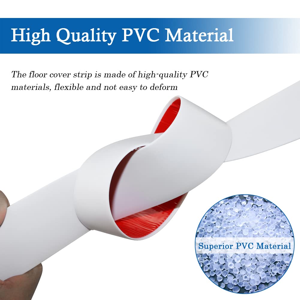 Floor Transition Strip Self Adhesive Floor Cover Strips Laminate 1.57" Wide Vinyl Flat Divider Transitions (4cm, 10Ft, White)