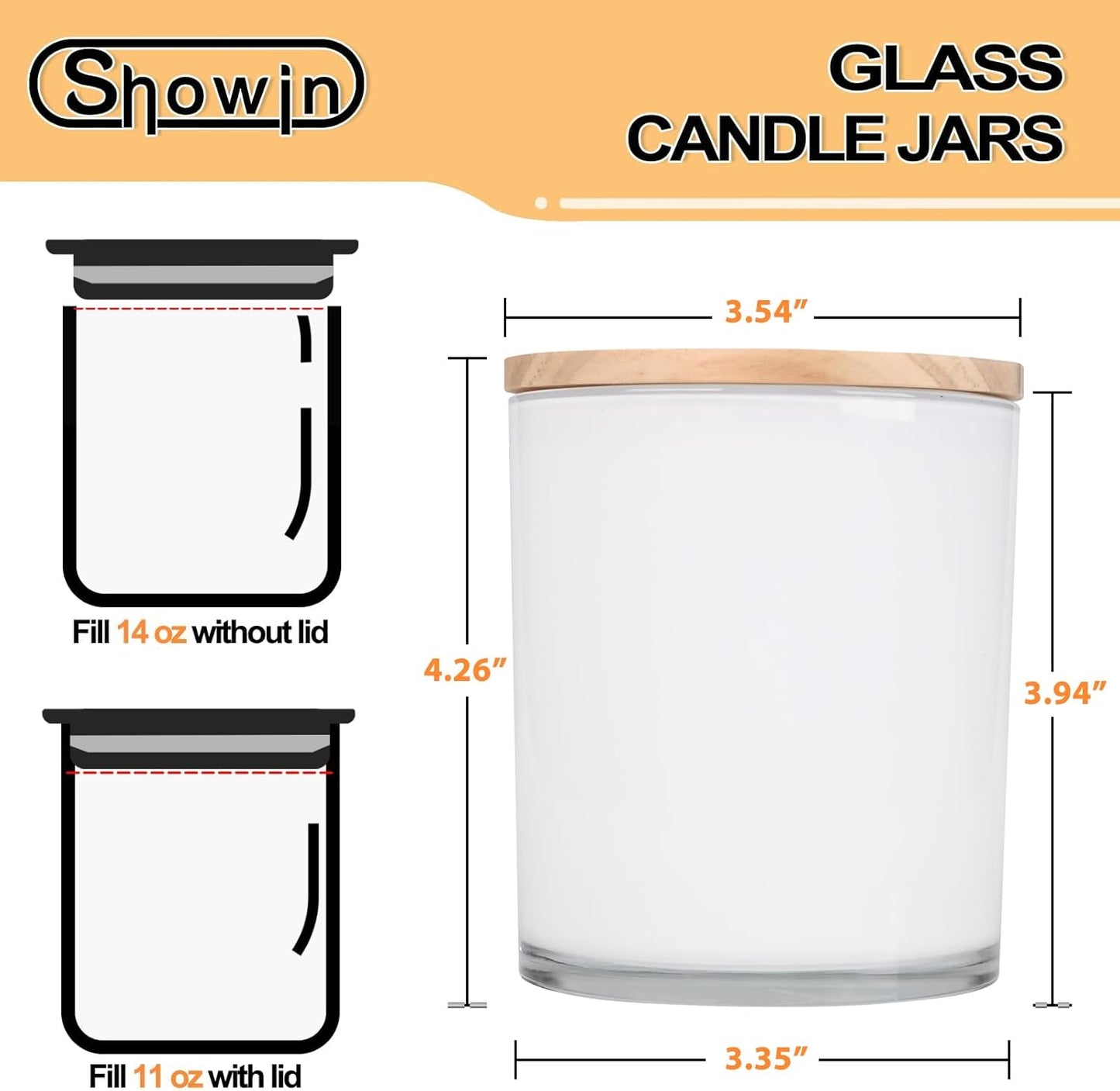 Thick Candle Jars for Making Candles 12 Pcs, 14 OZ Empty Jars with Wood Lids for Candle Making, Sample Container, White