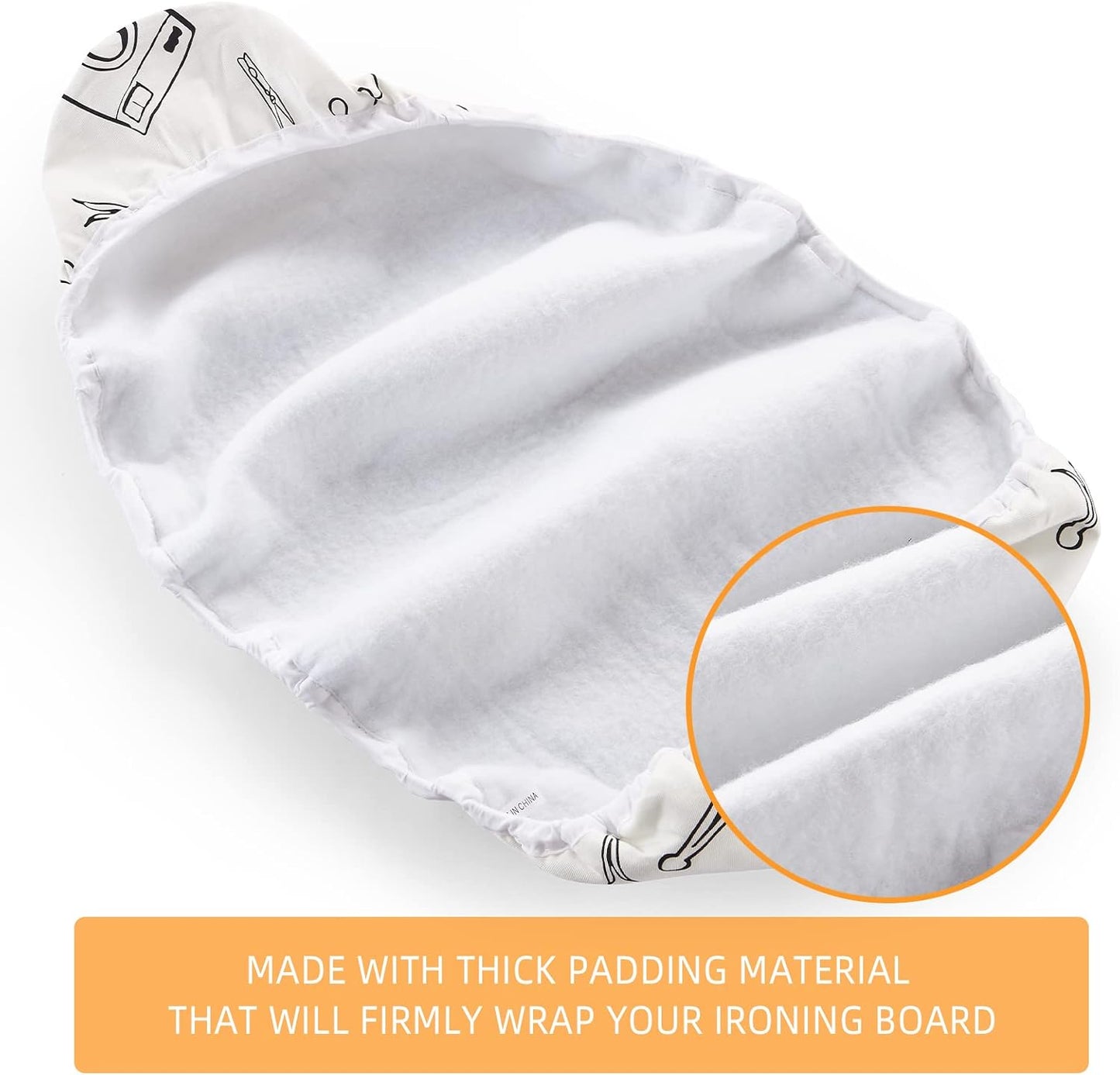 Table Top Ironing Board Cover 12 x 32 inch, 3 Layers Small Iron Board Cover, Heat Reflective Thick Padding with Elasticized Edges (White)