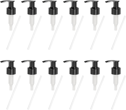 uxcell 12 Pcs Soap Dispenser Pump Heads Soap Dispensers Top Pumps Replacement Switch Pumphead for Standard 24/425 Neck Size Lotion Shampoo Bottle, Black