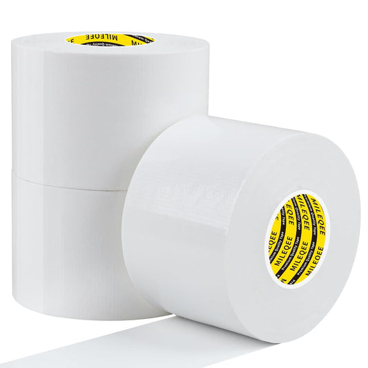 3Pack Duct Tape Heavy Duty Single Sided, Strong Adhesive High Strength, Waterproof Mesh Tape for Indoor Outdoor Repairing Sealing Bonding, Easy Use Hand Tearable, 2.36 Inch x 66 Feet, White