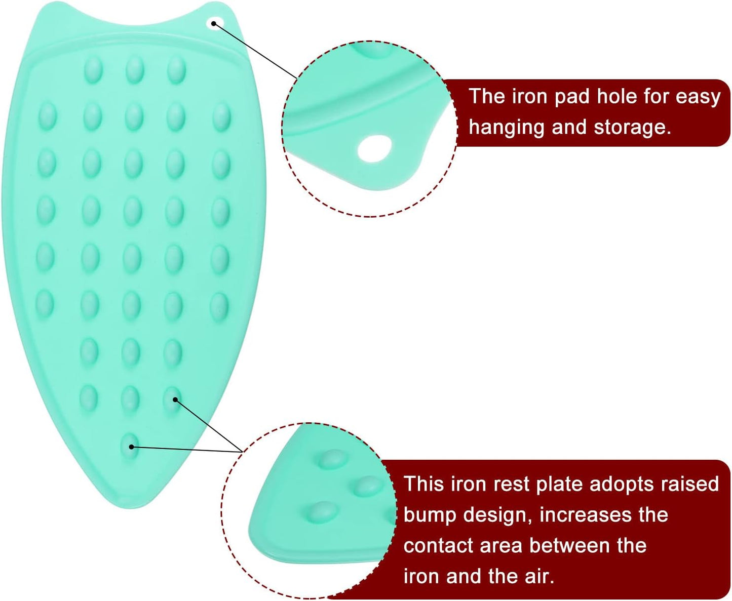 HARFINGTON 2pcs Silicone Iron Rest Pad, Multipurpose Iron Hot Resistant Mat Iron Rest Plate for Ironing Board Hot Heat Resistant Steam Compact Mat, Turquoise
