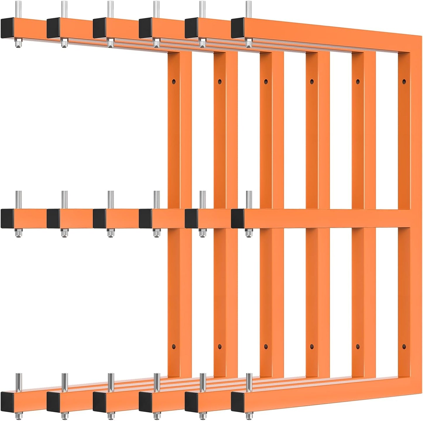 Lumber Rack Wall-Mounted Lumber Storage Rack, Heavy Duty Wood Storage Racks with 9-Level System, 1980 LB Sturdy Garage Wood Organizer, Orange Lumber Metal Racks for Indoor and Outdoor (6 Pack)