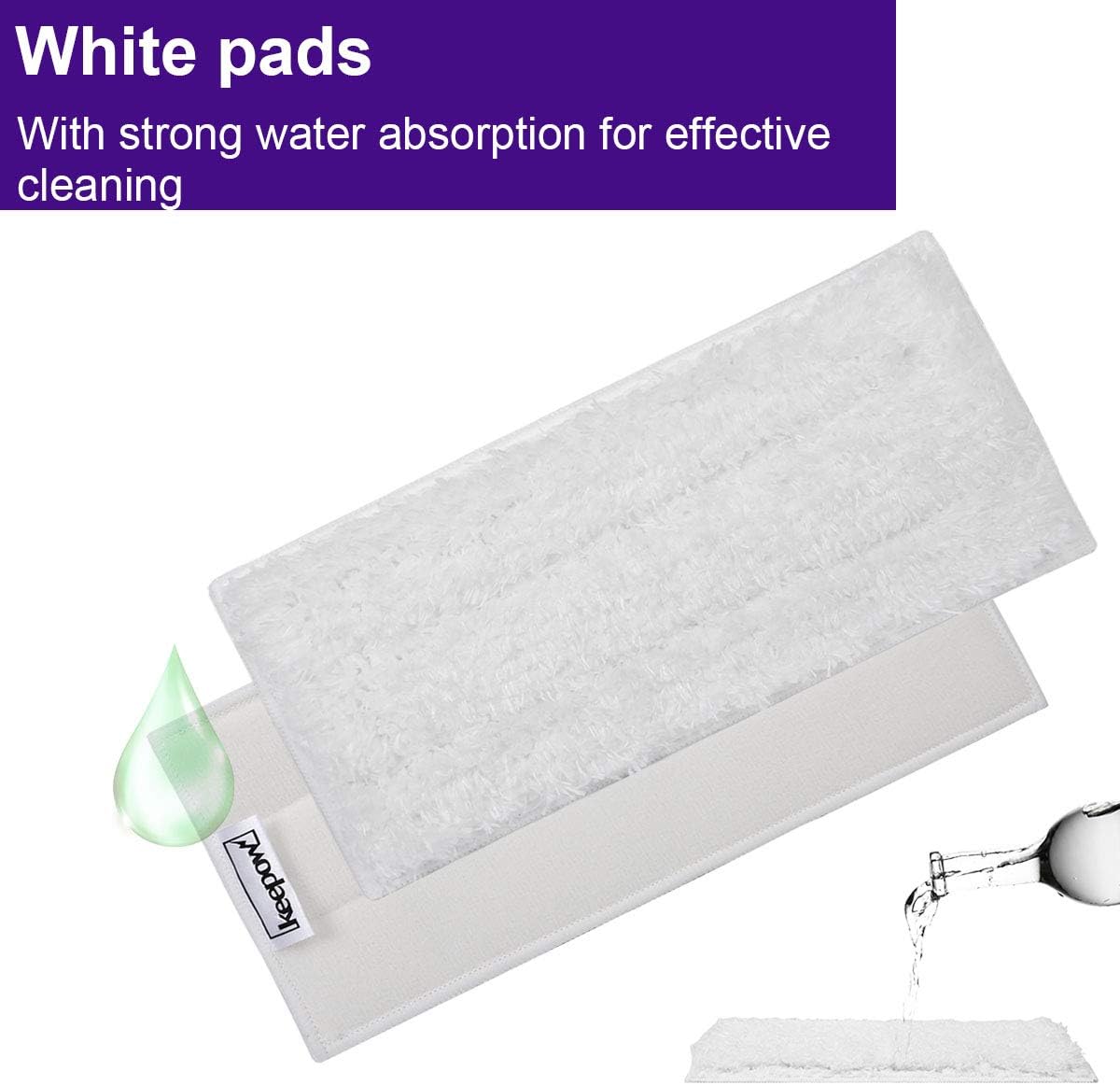 KEEPOW Reusable Mop Pads Compatible with Swiffer Wet Jet Mop Starter, Replacement Microfiber Refills for Wet and Dry Sweeping, 4 Pack