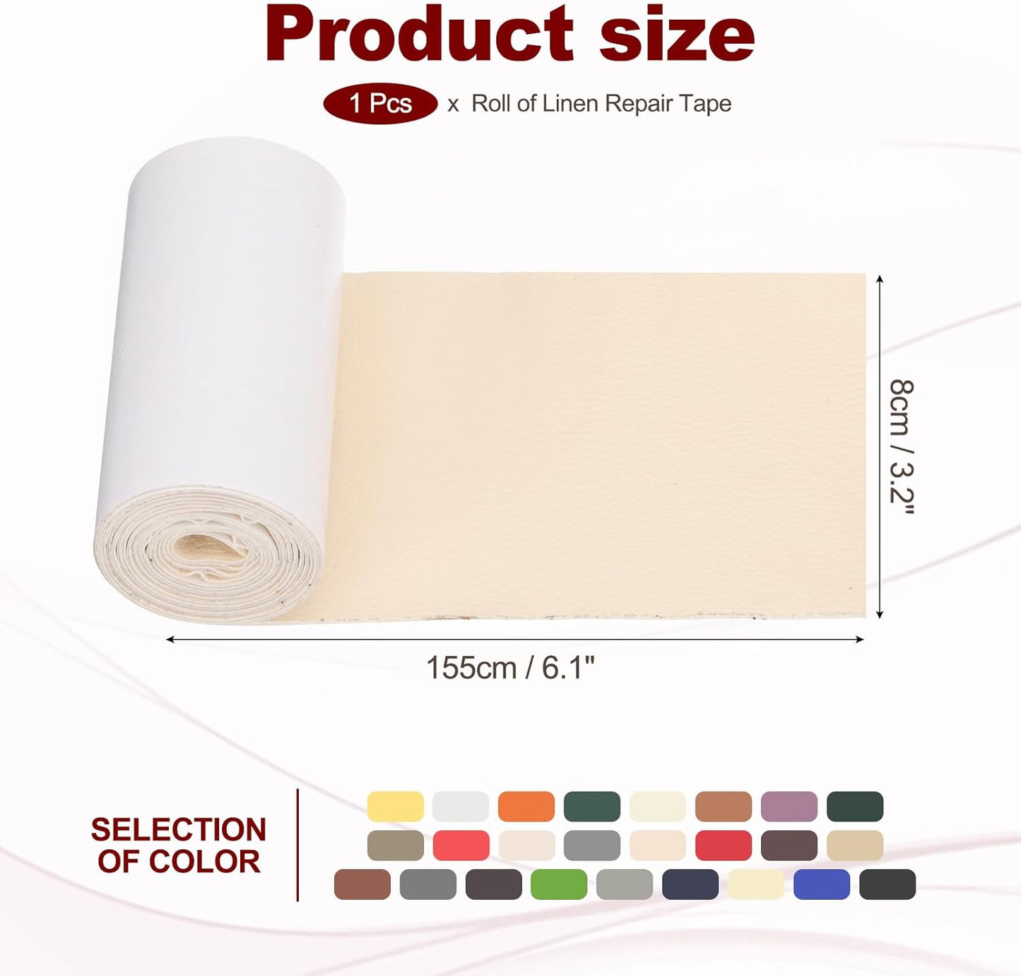 PATIKIL Leather Patches Tape for Furniture, 3.2 x 61 Inch Self Adhesive Vinyl Leather Repair Kit Cover Sheet for Couch, Sofa, Car Seats, Office Chair, Rice White