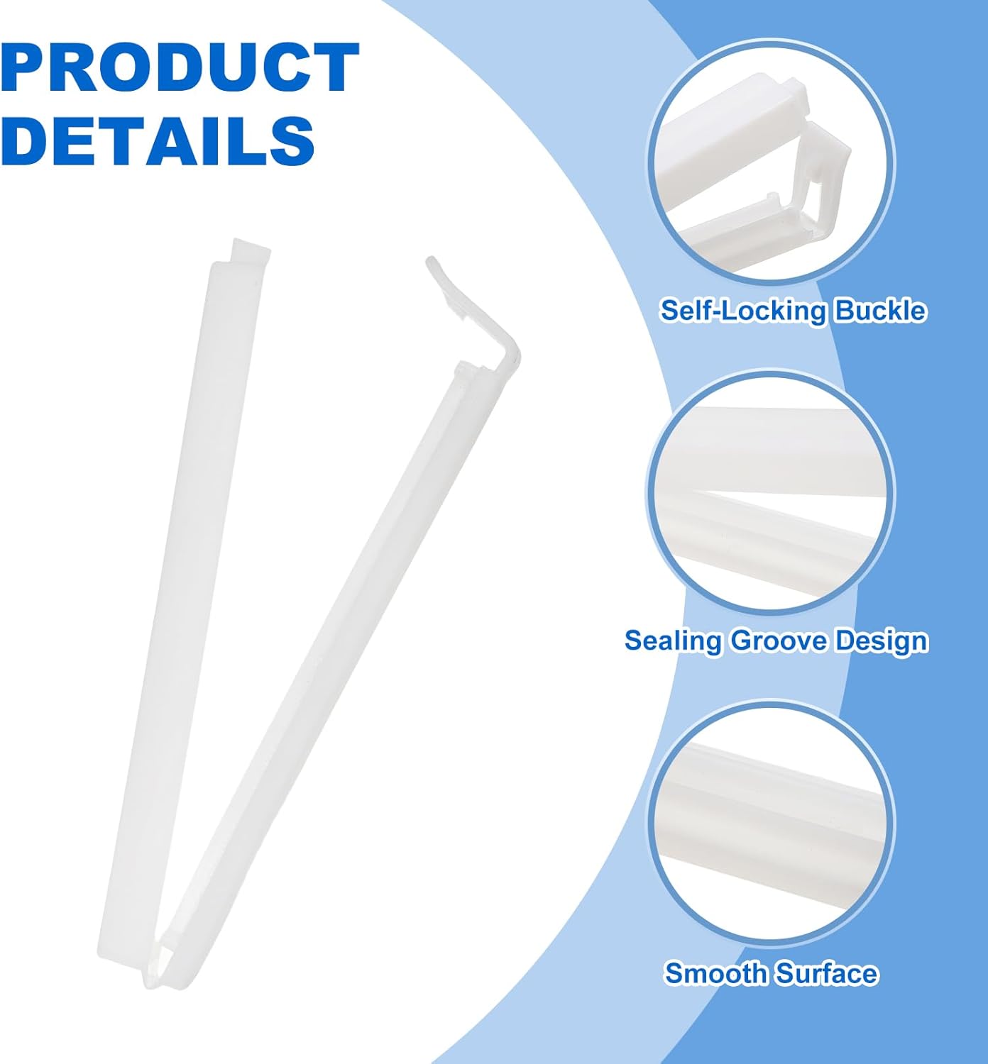 PATIKIL Sealing Clips 4.3 Inch, 10 Pack Reusable Plastic Bag Clip Clamp Sealer for Food Storage Snack Bag Home Kitchen, White