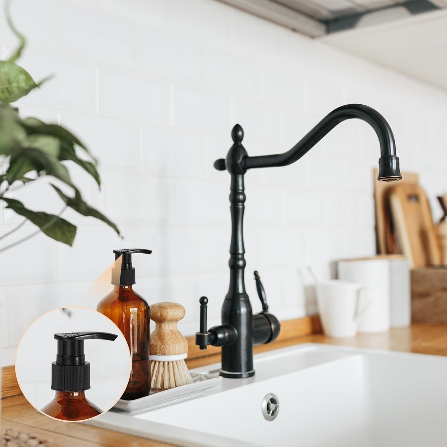 uxcell 8 Pcs Soap Dispenser Pump Heads Soap Dispensers Top Pumps Replacement Switch Pumphead for Standard 24/415 Neck Size Lotion Shampoo Bottle, Transparent