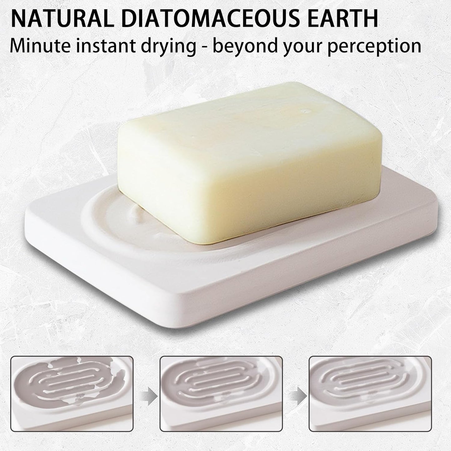 Diatomite Soap Dish for Kitchen Organizer, Quick Dry Sink Caddy Holder for Sponge, Brush, Toothbrush - Fast Absorbing Stone Tray (Beige, 4.8" x 3.1")