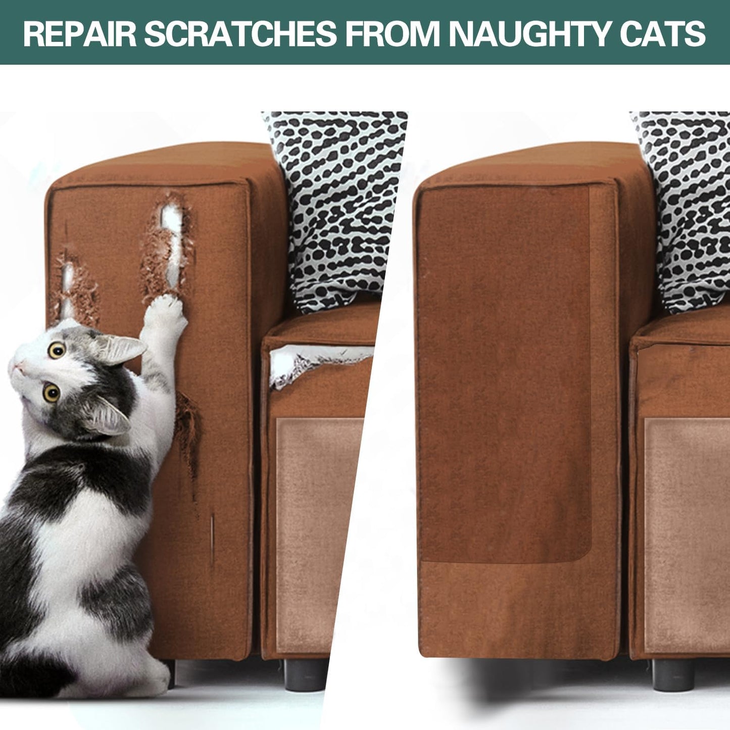 Azobur Couch Patch Repair Fabric,Microfiber Fabric, Self-Adhesive, for Sofa Repair and Upholstery, 2 Pieces, 9.5 x 11 inches (Dark Brown)