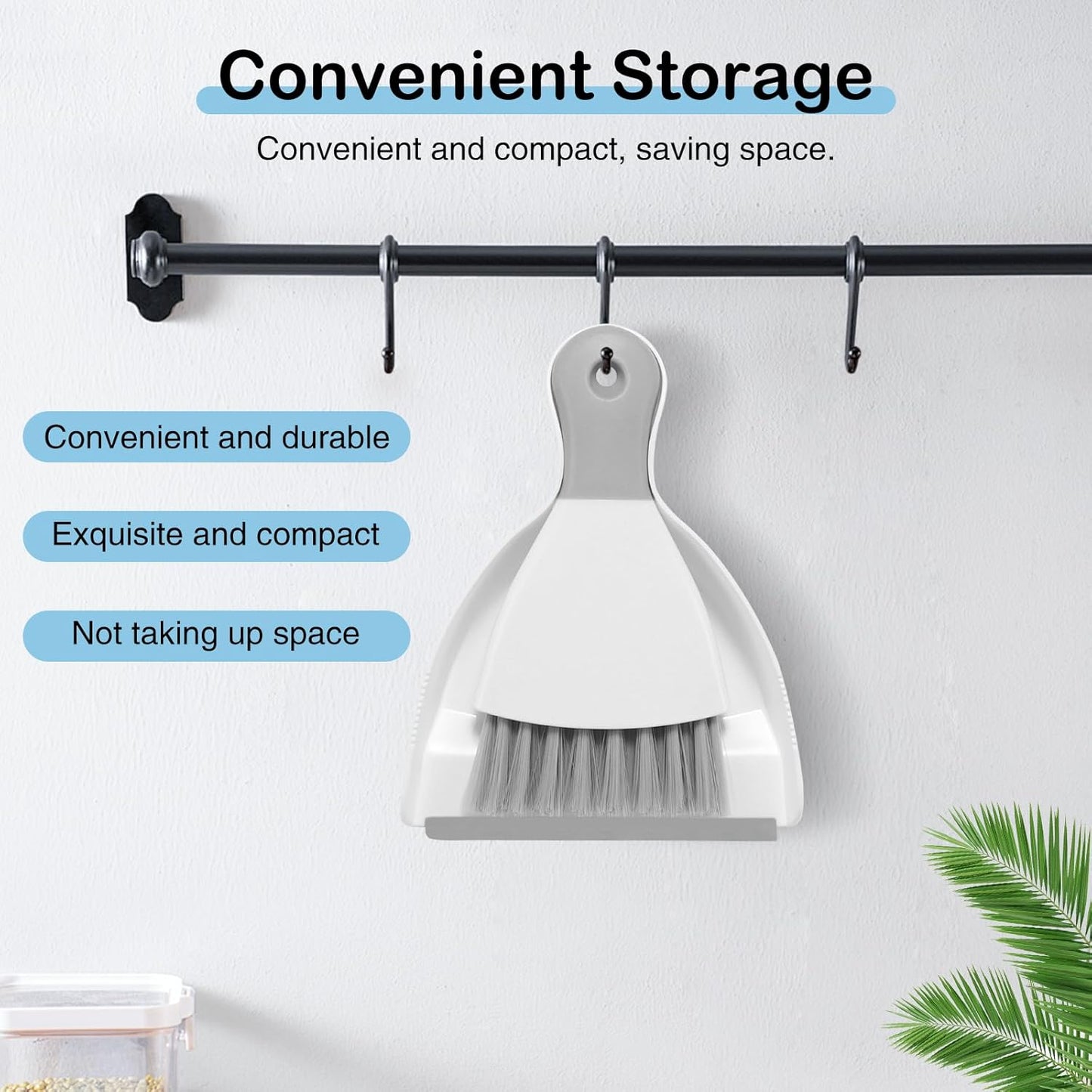 NACENA Mini Dustpan and Brush Set, Small Broom and Dustpan Set Dust Pan and Mini Hand Broom Dustpan and Broom Combo Compact for Home Table Keyboards Sofa Kitchen Pets, White & Gray