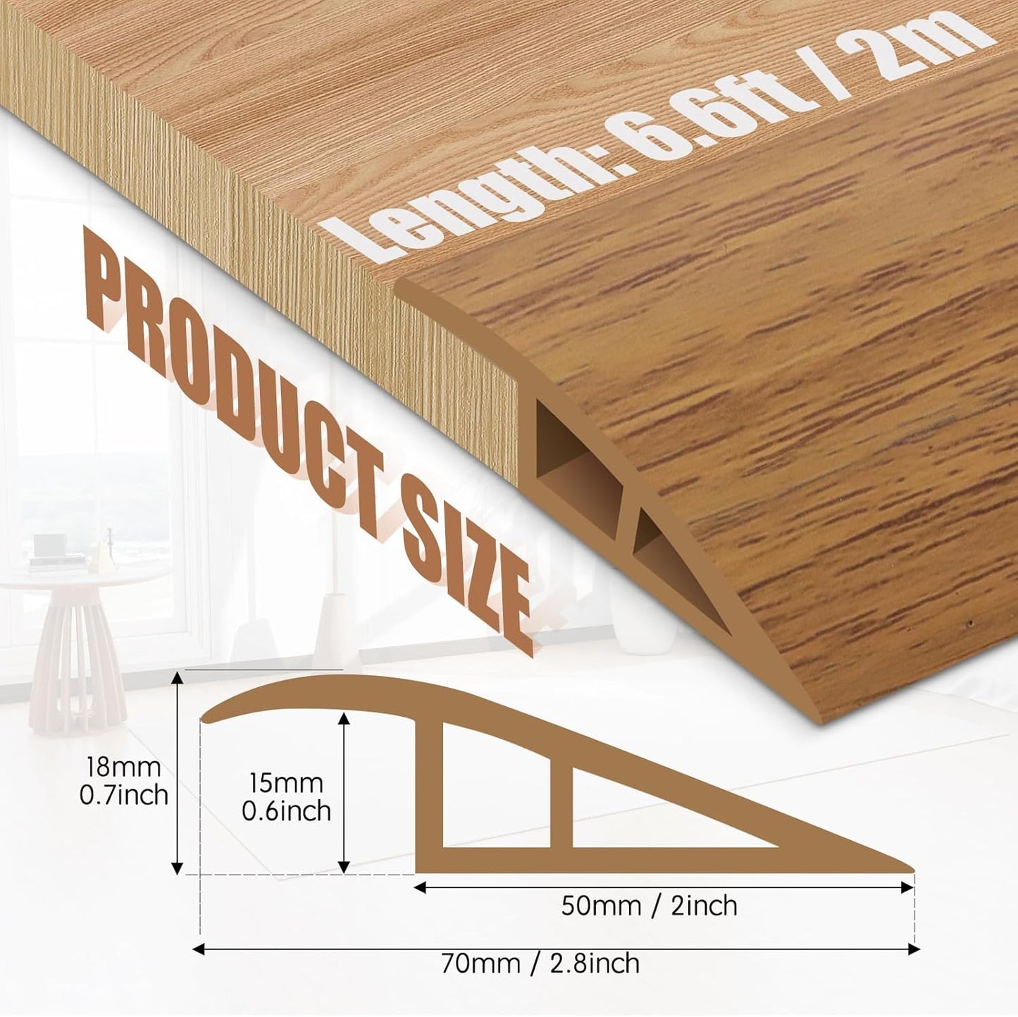 Floor Transition Strip Door Threshold 79" Floor Transition Reducer Trim on The Edges Threshold Strip Self Adhesive Suitable for Doorways, Tiles, Carpet