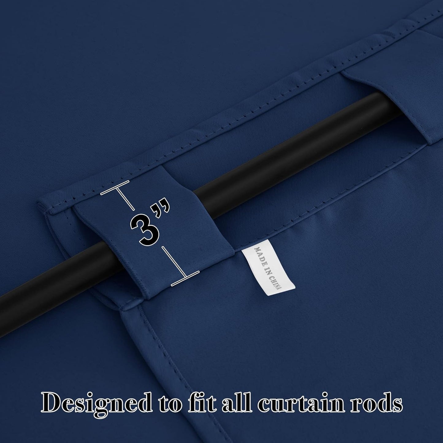 RYB HOME Blackout Curtains for Living Room, Back Tab & Rod Pocket Top Insulating Window Decor for Bedroom Dining Classroom Home Office, W 62 x L 63, Navy, 2 Panels