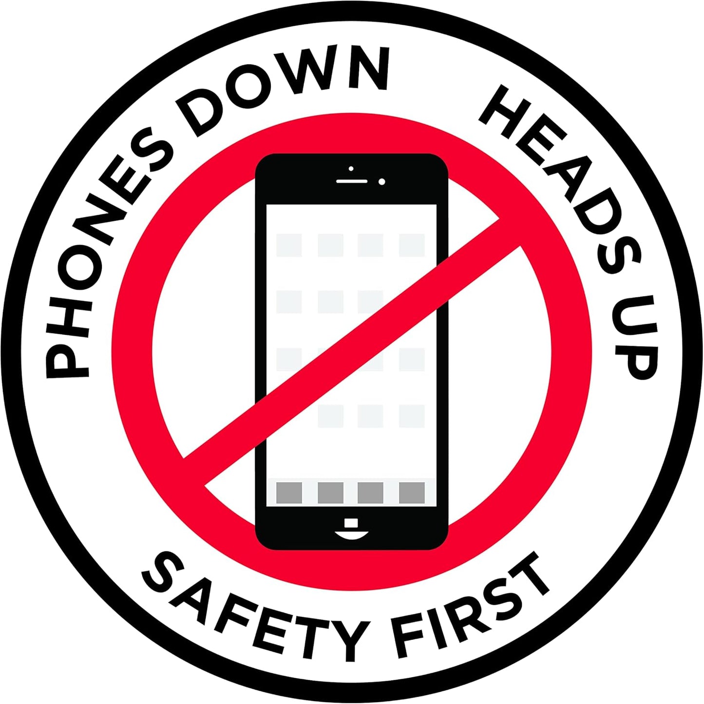 "Phones Down Heads Up" Safety Sign - Laminated Adhesive Floor Signs by Graphical Warehouse (17)