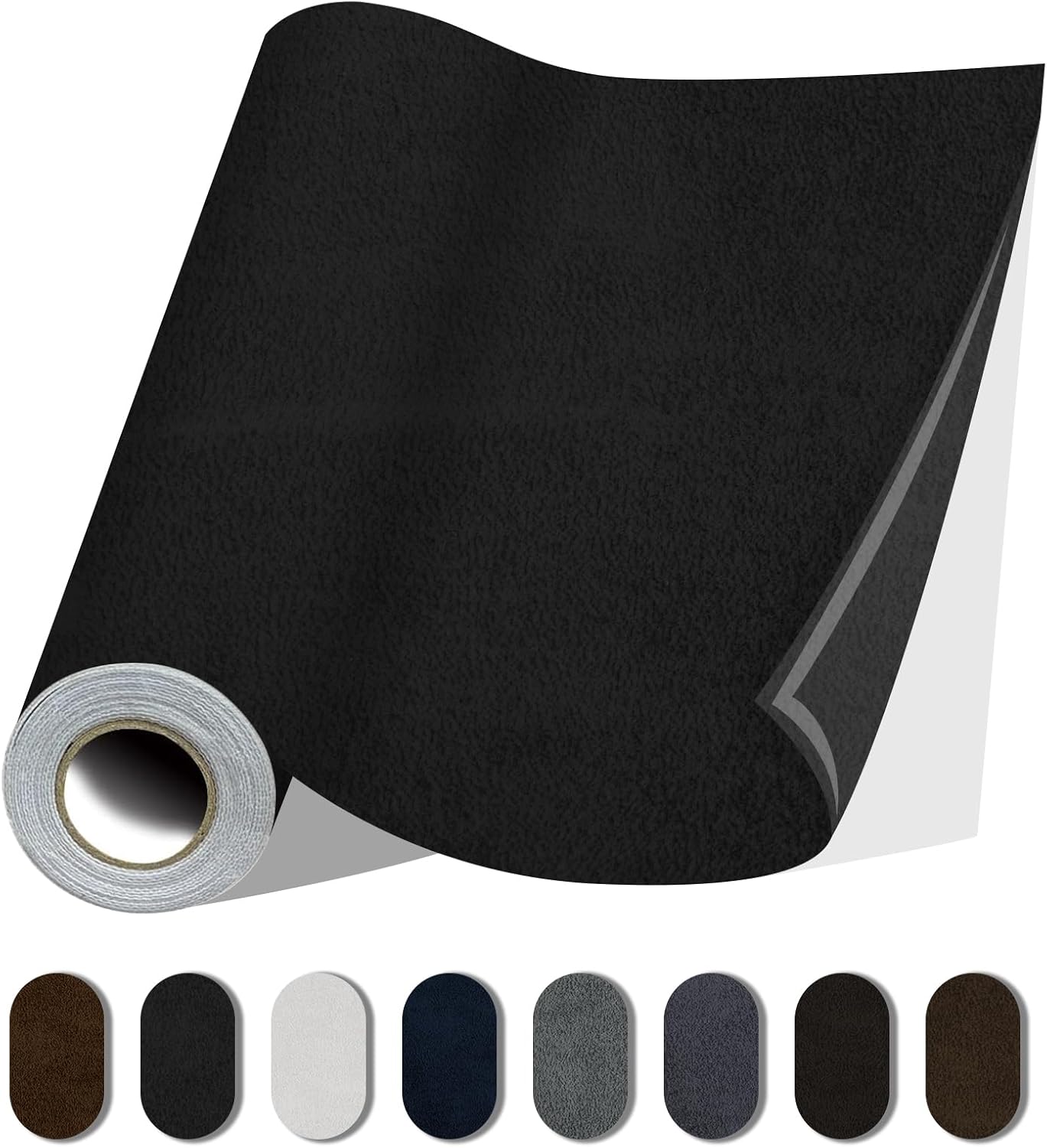 Fabric Repair Patches, 17X158 Inch Self-Adhesive Suede Patches Tape Durable, DIY Large Fabric Repair for Sofa, Couches, Furniture, Chair, Clothing （17X158 Inch, Black）