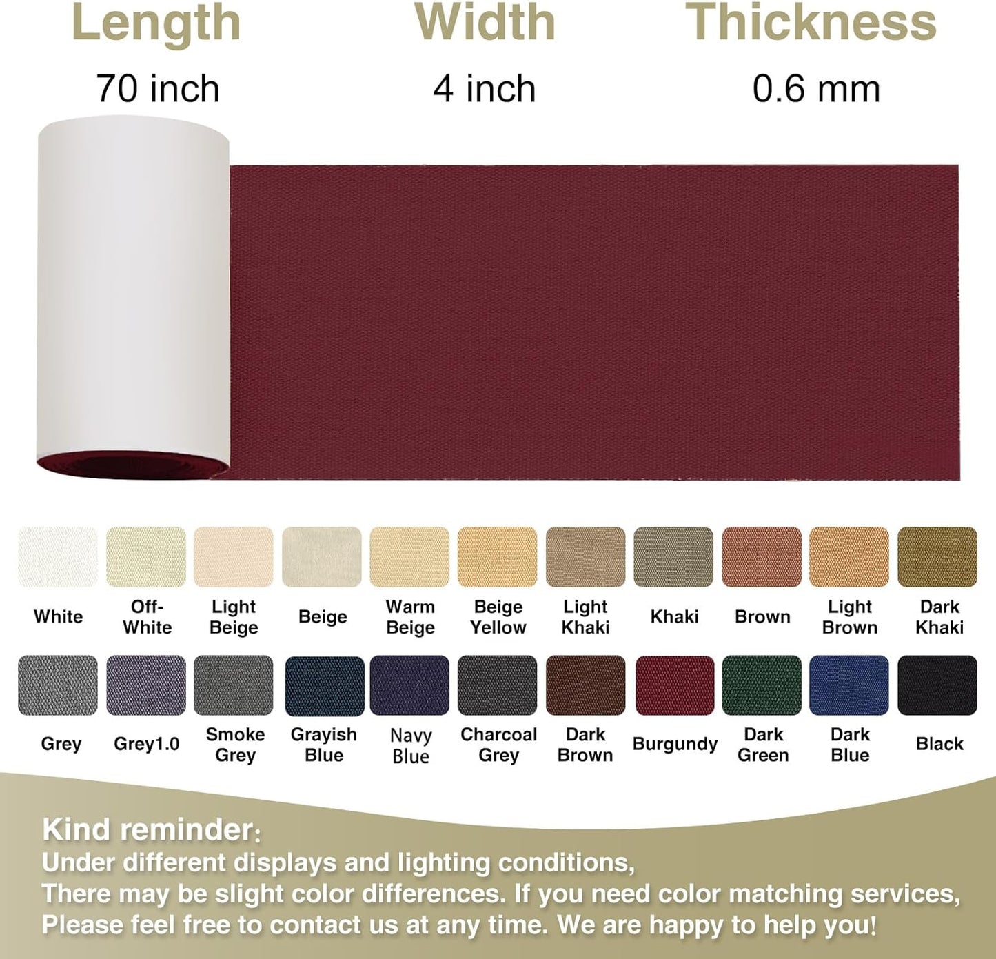 Canvas Repair Tape 4×70 Inch Waterproof Self-Adhesive Fabric Repair Patch for Repairing Boat Covers,Tents,Patio Umbrellas,Car Seats,Luggage,Sofas.(Burgundy)