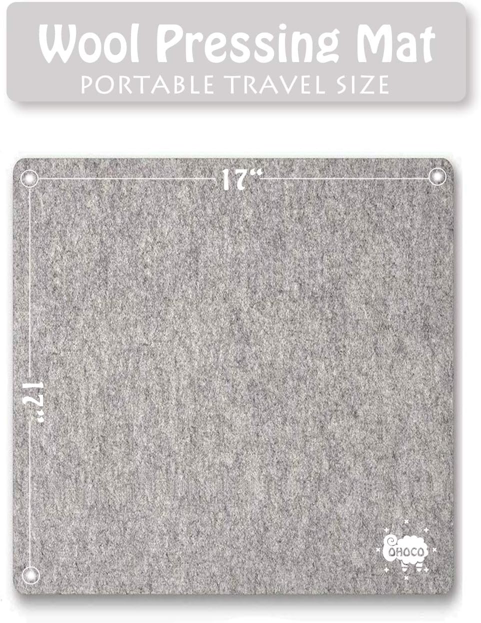 Wool Ironing Mat for Quilting - 17" x 17" XL Large Felt Ironing Pad 1/2" Thick, 100% New Zealand Wool Heat Resistant for Ironing, Sewing, Cutting on Ironing Board, Tabletop, Dryer, Countertop