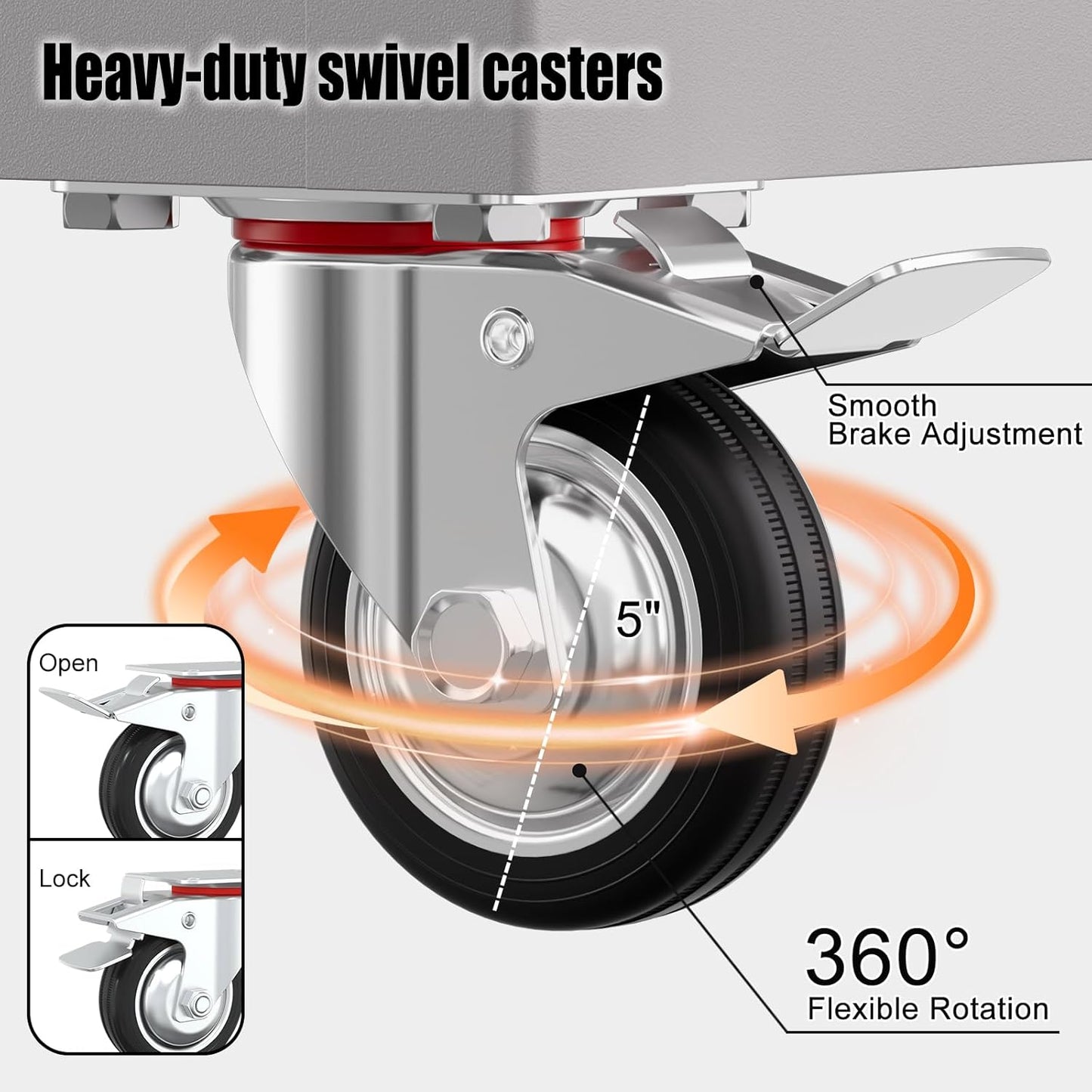3 Tier Rolling Tool Cart on Wheels, Heavy-Duty Utility Cart Service Cart with Locked Drawers for Garage, Warehouse, Repair Shop, Workshop…
