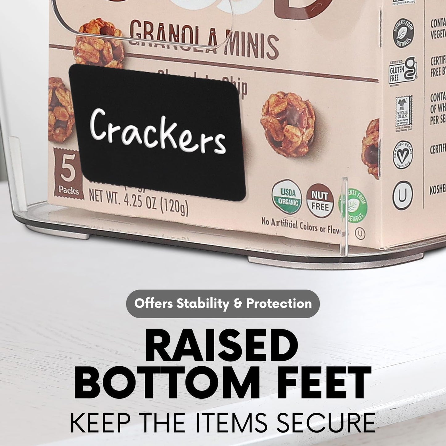 Clear Plastic Storage Bins with Labels, Pantry Organizers and Storage Containers Fridge Organizer Bins Kitchen Cabinet Organization for Organizing Medicine Cabinet Organizer Bin Bathroom Refrigerator