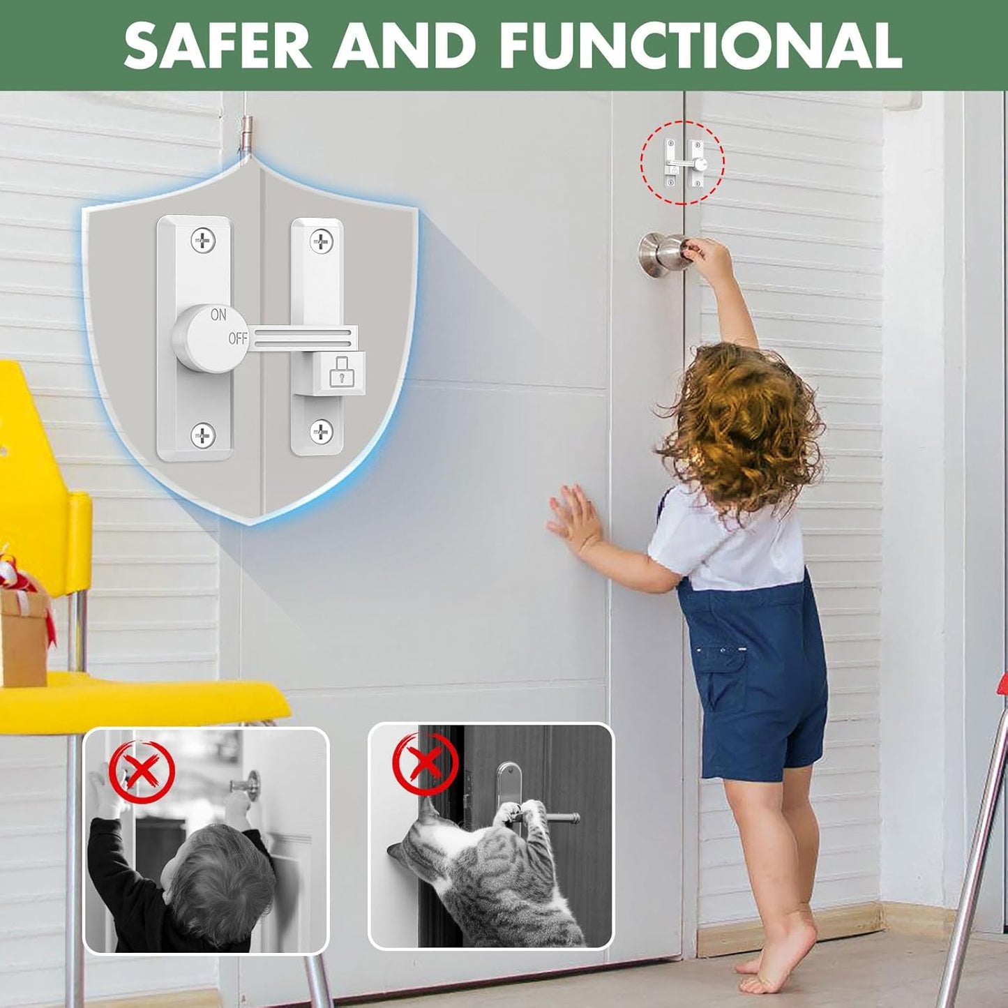 Barn Door Lock Latch, 90/180 Degree Flip Sliding Door Latch for Garage, Bedroom, Cabinet, Sturdy Zinc Alloy Security 90 Degree Lock (White-2 Pcs)