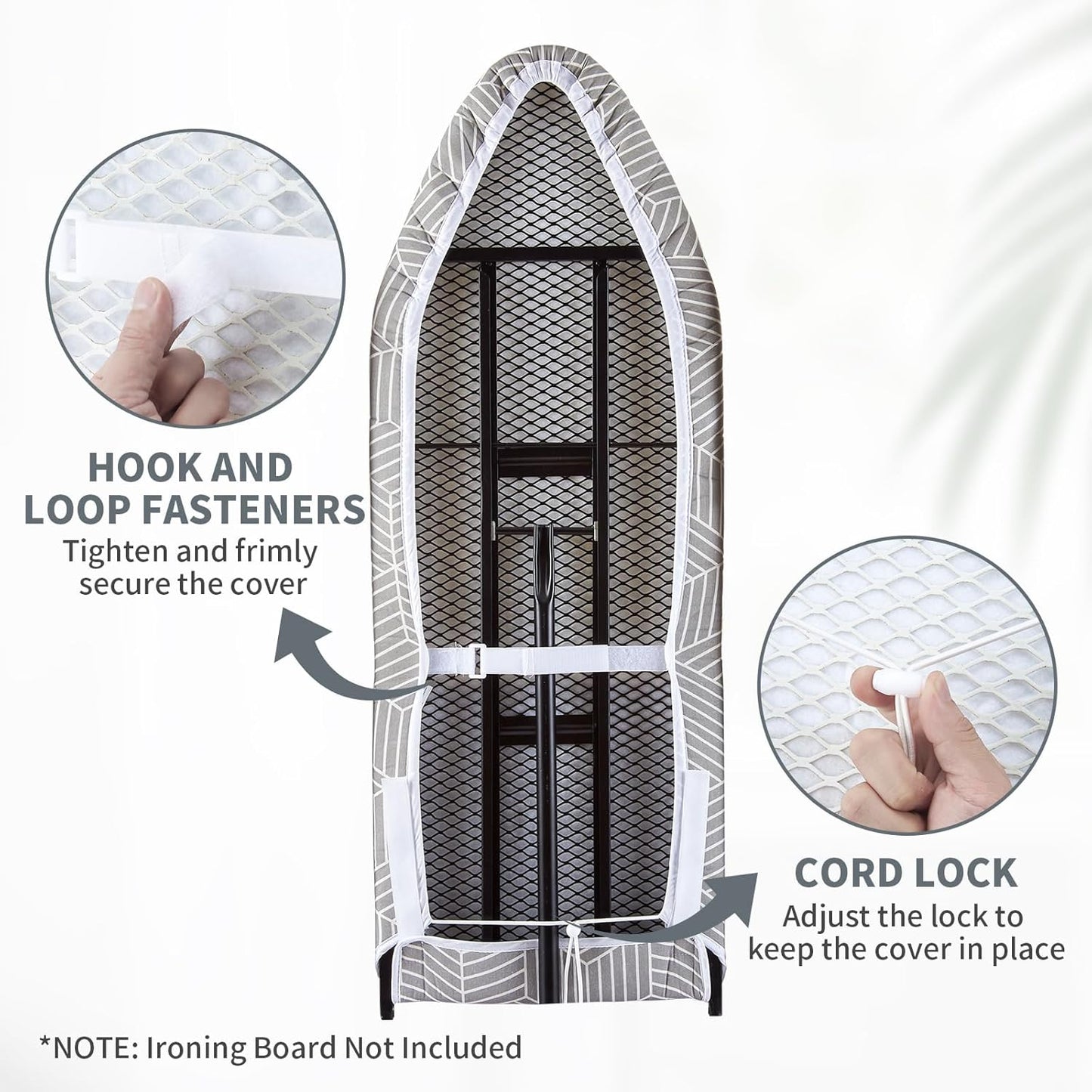 Over The Door Ironing Board Cover 13 x 37 inch, Small Iron Board Cover w Heat Reflective 3 Layers Thick Padding with Hook and Loop Fasteners (Gray Cube)