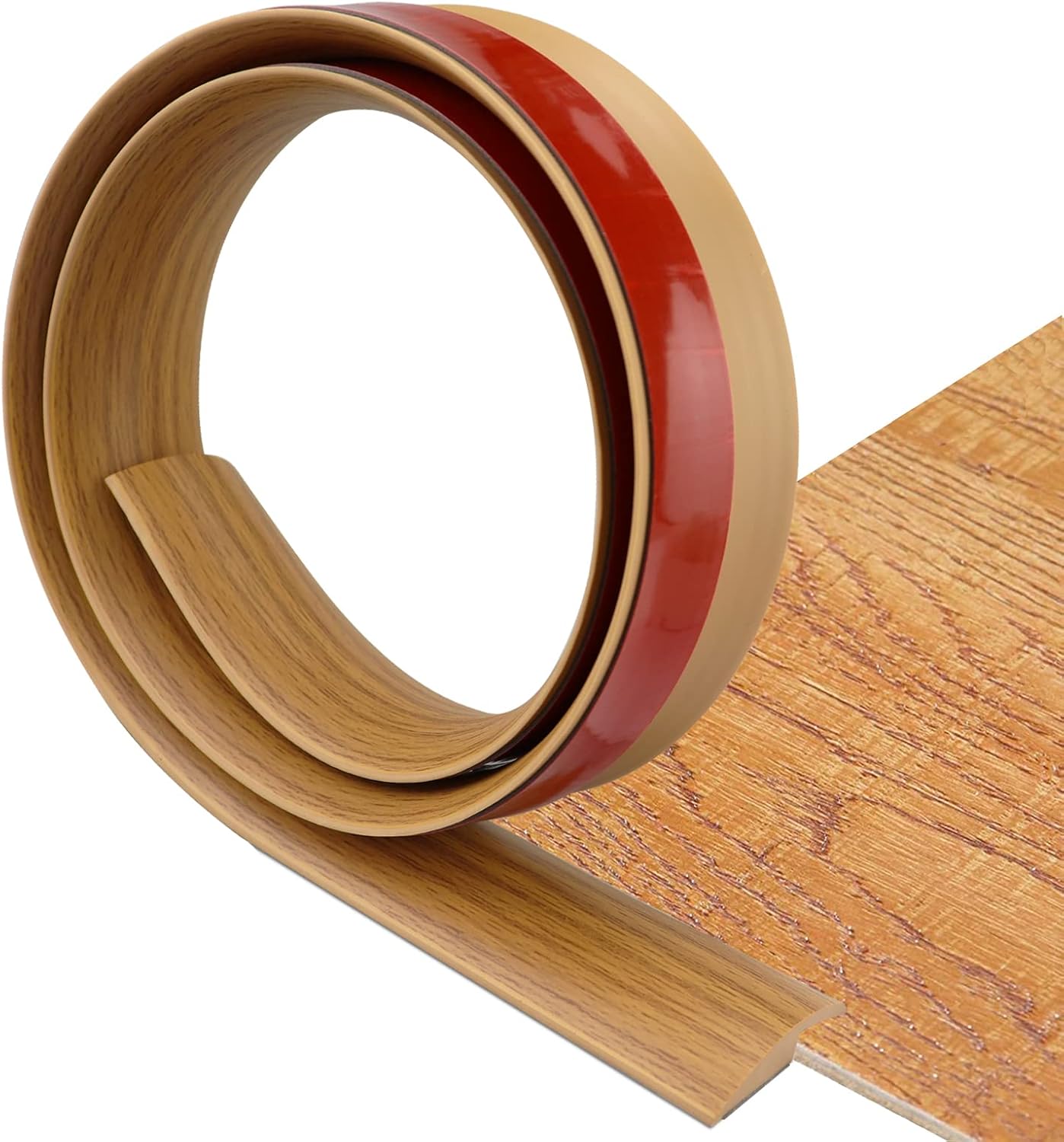 Floor Transition Strip Self Adhesive Carpet & Flooring Transitions Edging Trim Strip PVC Threshold Transitions Suitable for Threshold Height Less Than 5mm (3.3Ft, Wood Grain Light Brown-New)