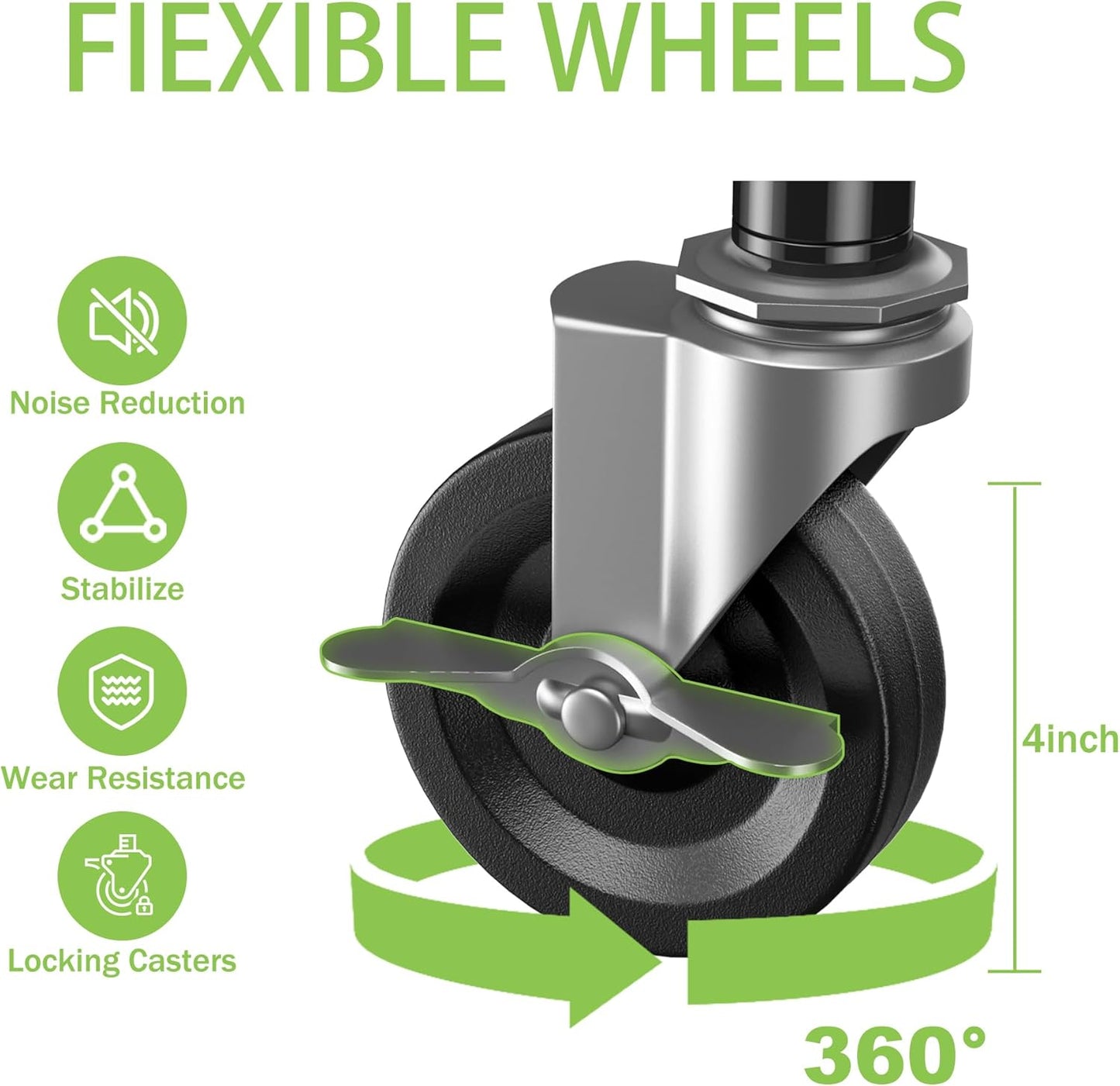 3 Tier Metal Cart with Wheels, Heavy Duty Utility Rolling Cart 1050lbs, Commercial Grade Kitchen Trolley with Handle Bar&Shelf Liner, Mobile Steel Wire Trolley for Warehouse Garage Kitchen
