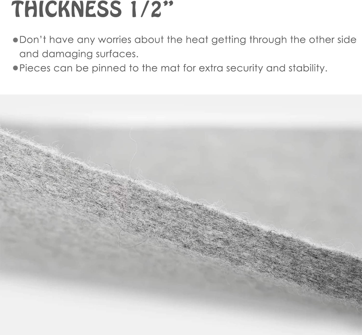 Wool Ironing Mat for Quilting - 17" x 17" XL Large Felt Ironing Pad 1/2" Thick, 100% New Zealand Wool Heat Resistant for Ironing, Sewing, Cutting on Ironing Board, Tabletop, Dryer, Countertop