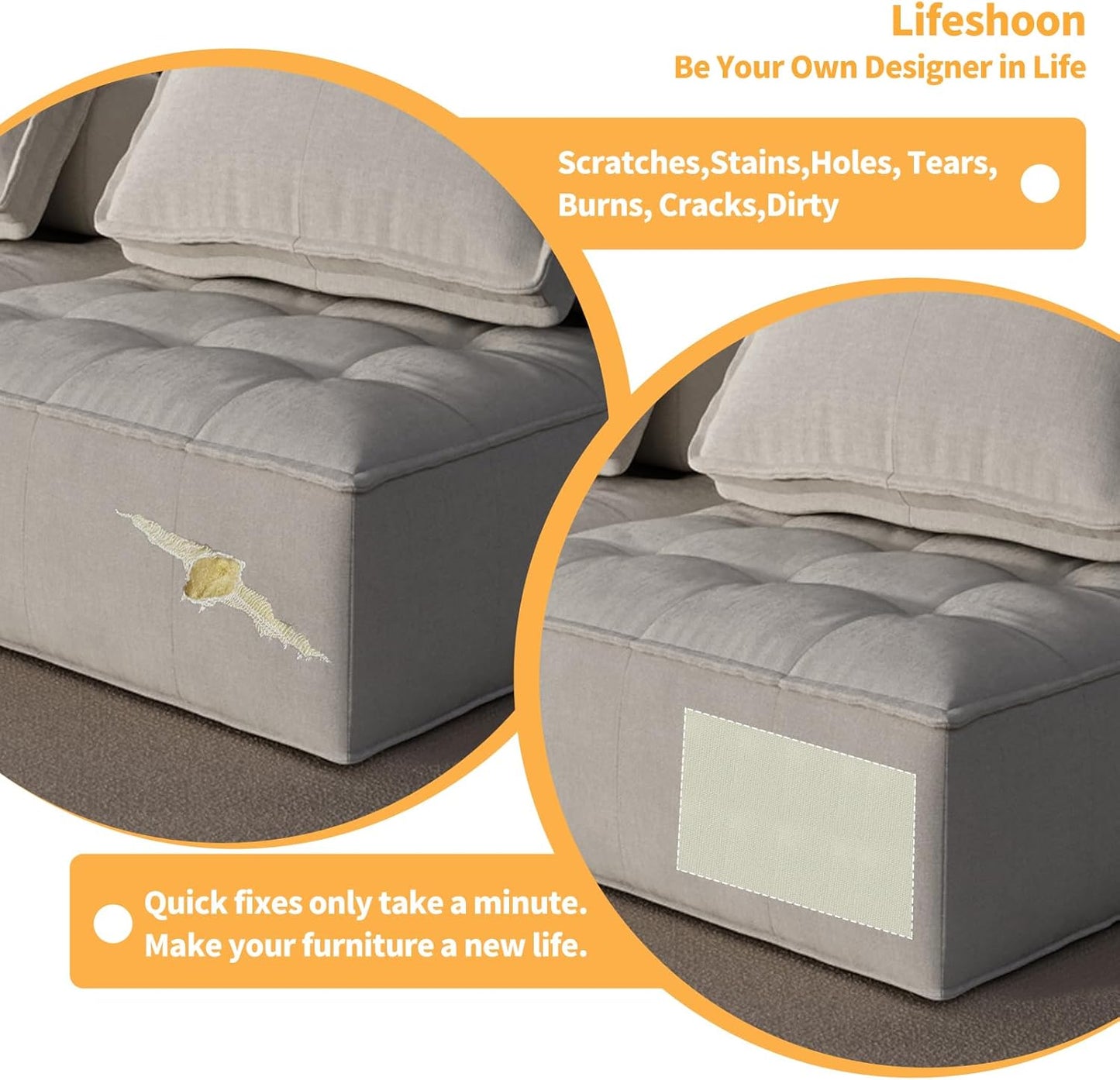 Fabric Repair Patches, 17X158 Inch Canvas Self-Adhesive Fabric Patches Tape Durable, DIY Large Canvas Repair for Sofa, Couches, Furniture, Chair, Clothing （17X158 Inch, Beige）