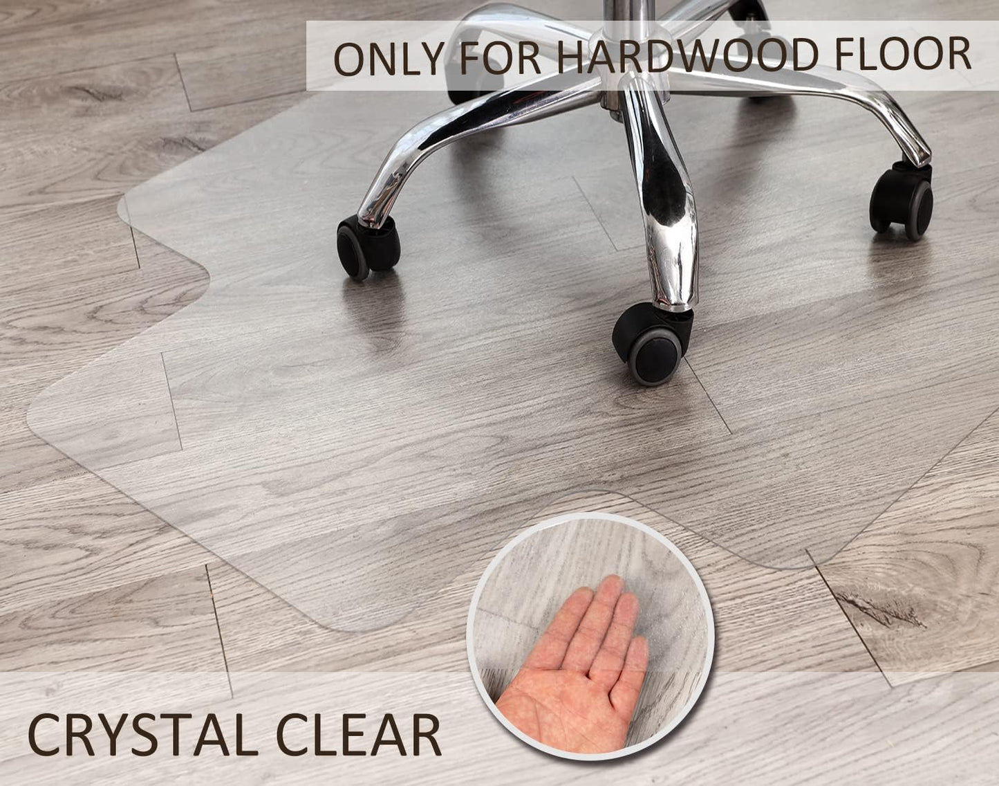 Office Chair Mat for Hardwood Floor, 48”x 36” Clear Floor Protector Mat for Office Chair, Vinyl Desk Chair Mat for Hard Floors, Easy Glide for Chairs