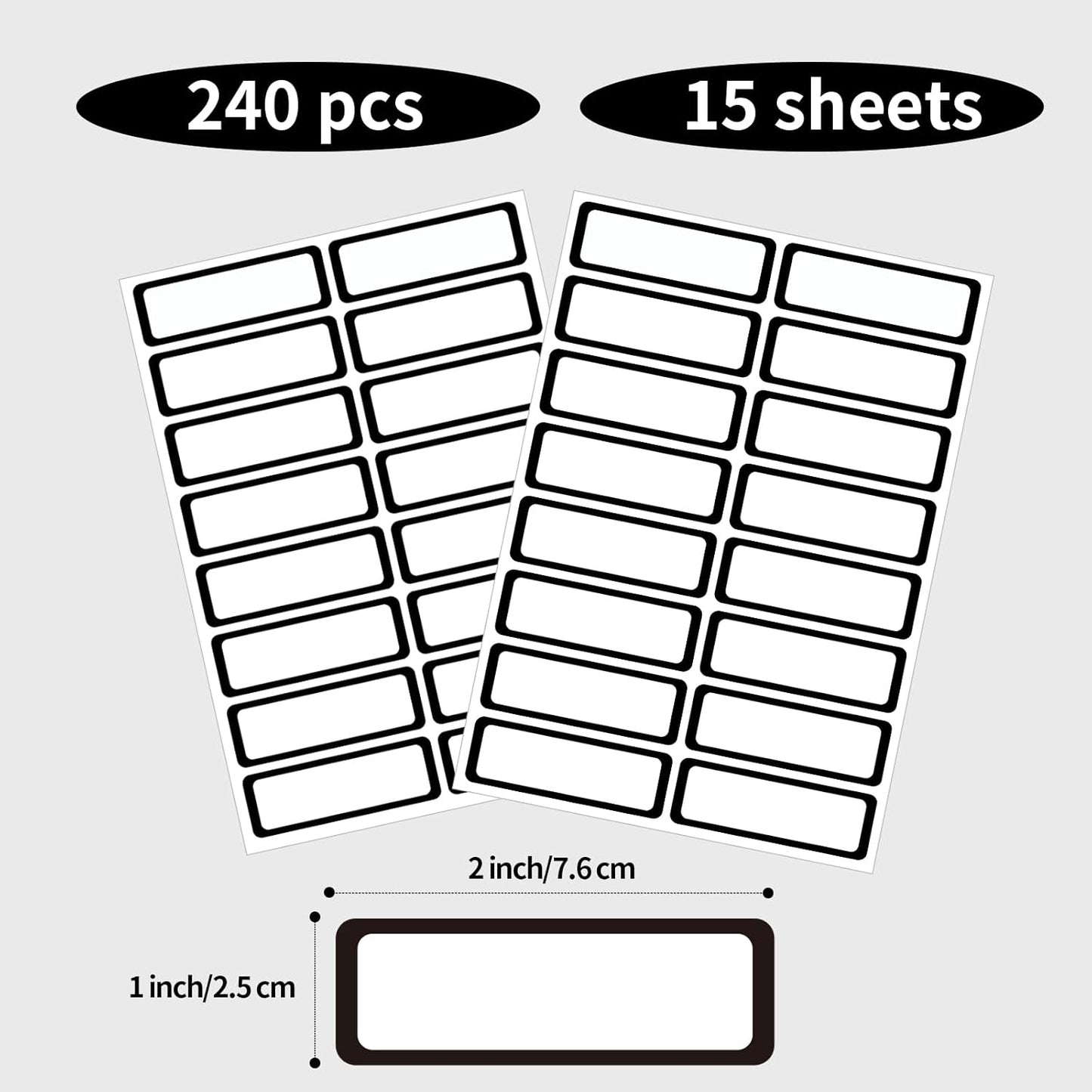 STARLIBOO Color-Coding Removable Labels, Rectangular 1 x 3"" Freezer Labels for Organizing, Tear-Resistant No Residue, Removable Labels for Food Containers (240Pcs), Black Border