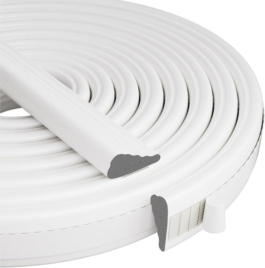 Wedge-Shape Window Weather Stripping Door Frame Seal Strip 196” White,Upgrade Black Foam,Soundproofing,Draft Stopper,Winter Insulation,Noise Blocker, Gap Filler for Exterior Front Door Side