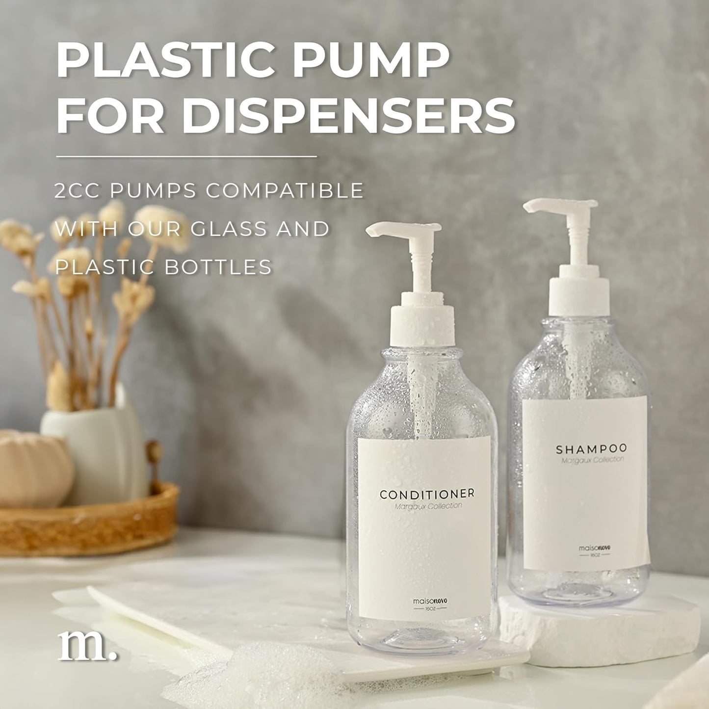 MaisoNovo Soap Pump Replacement - 2X White Plastic Pumps - Pump Dispenser - Soap Dispenser Pump Replacement - Stainless Steel Soap Pump - Pump for Soap Dispenser