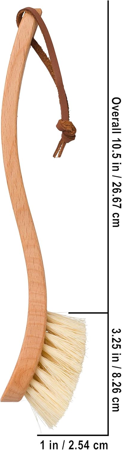 REDECKER Curved Dish Brush - Natural Tampico Fiber Bristles, Ergonomic Design with Oiled Beechwood Handle 9-1/4 inches, Set of 2 - Natural Bristle Kitchen Brush with Handle, Made in Germany