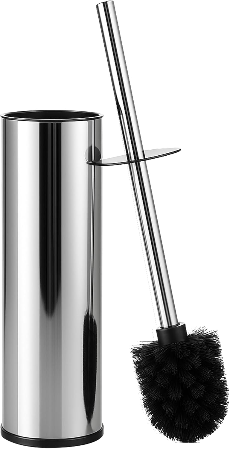 BGL Chrome Toilet Brush and Holder,Stainless Steel Toilet Brushes for Bathroom with Holder