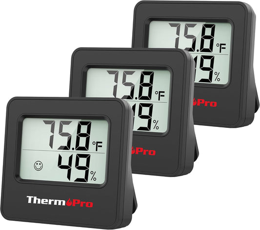 ThermoPro TP157 3 Pack Hygrometer Indoor Thermometer for Home, Room Thermometer Humidity Meter with Accurate Temperature Humidity Sensor for Greenhouse Baby Room Office
