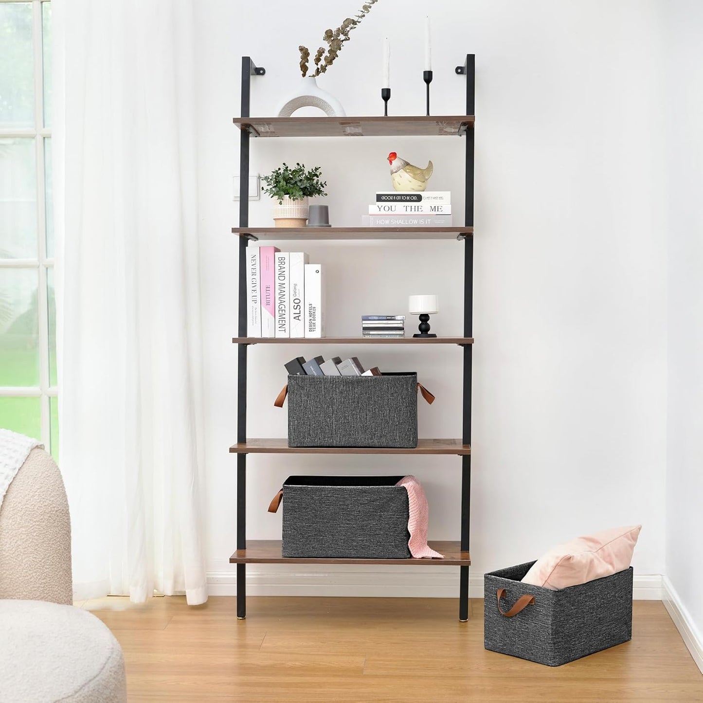 GRANNY SAYS Storage Baskets for Shelves, Closet Organizer Bins, Clothes Storage Bins with Metal Frame, Large Baskets for Organizing and Storage, Collapsible, Dark Gray, 2-Pack