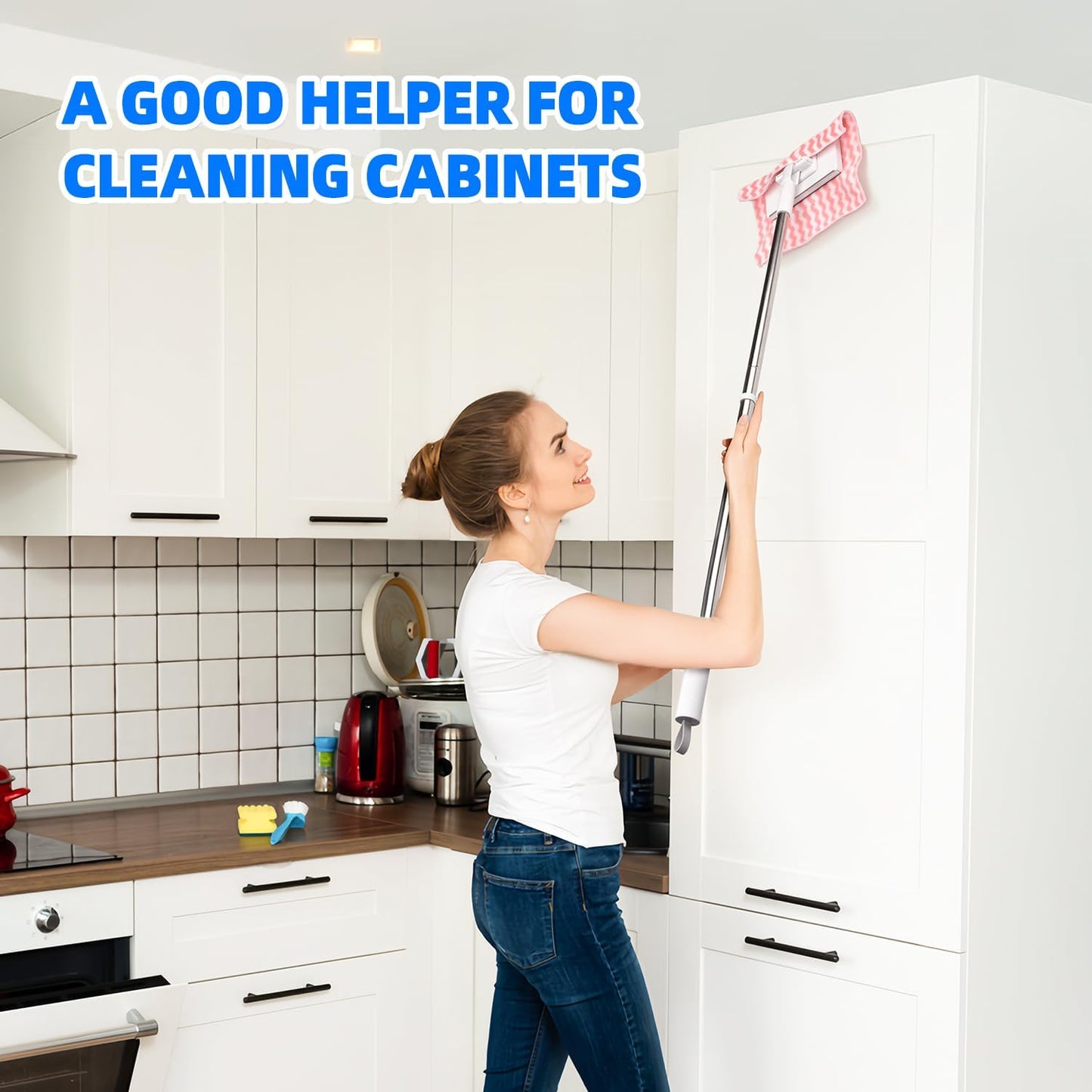 Mini Sweeper Mop No-Touch Dirty Cleaning Flat Dust Mop for Dry Wet Disposable Pads, Multi Surface Mop Floor Mopping and Sweeping Cleaning Head for House Wall Bathroom Toilet Corners Door Window