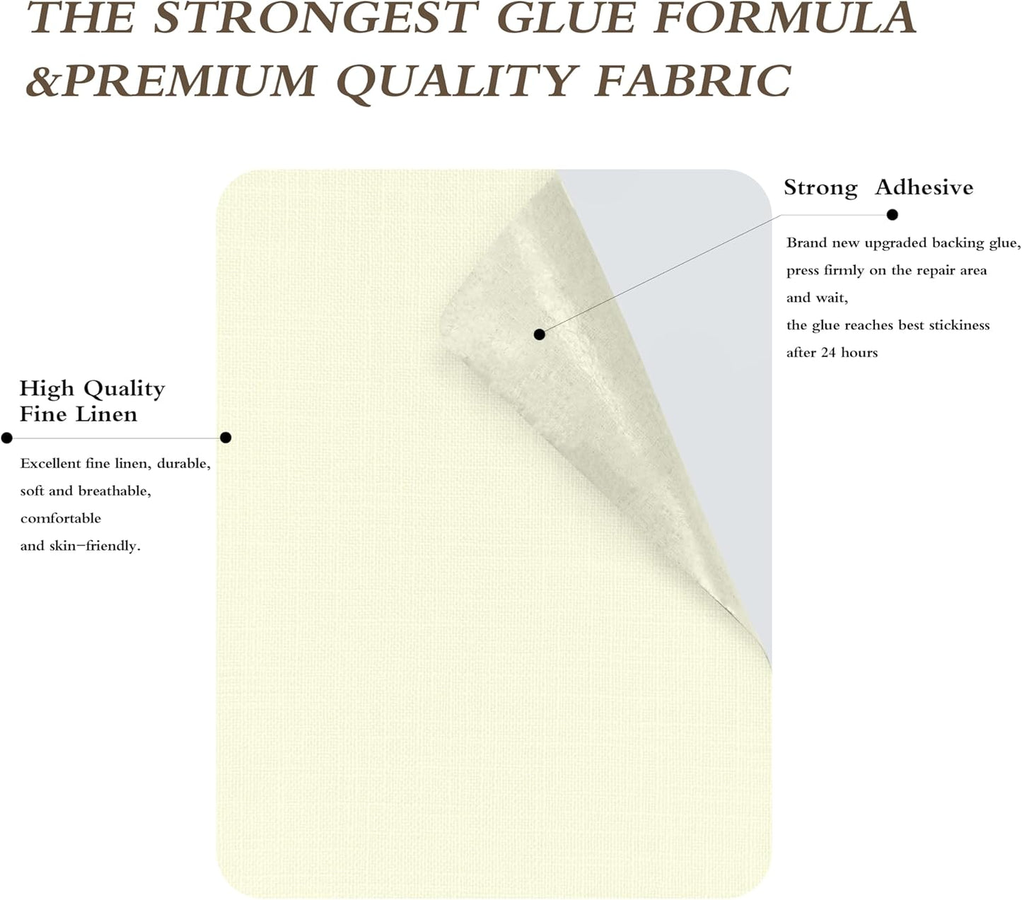 Fine Linen Repair Patches, Self-Adhesive Linen Fabric Patches, 8X11 inch Extra Size, Multi Color, Can be Used for Linen Sofa Repair and Linen Clothes Repair(8" x 11", Beige 3.0)