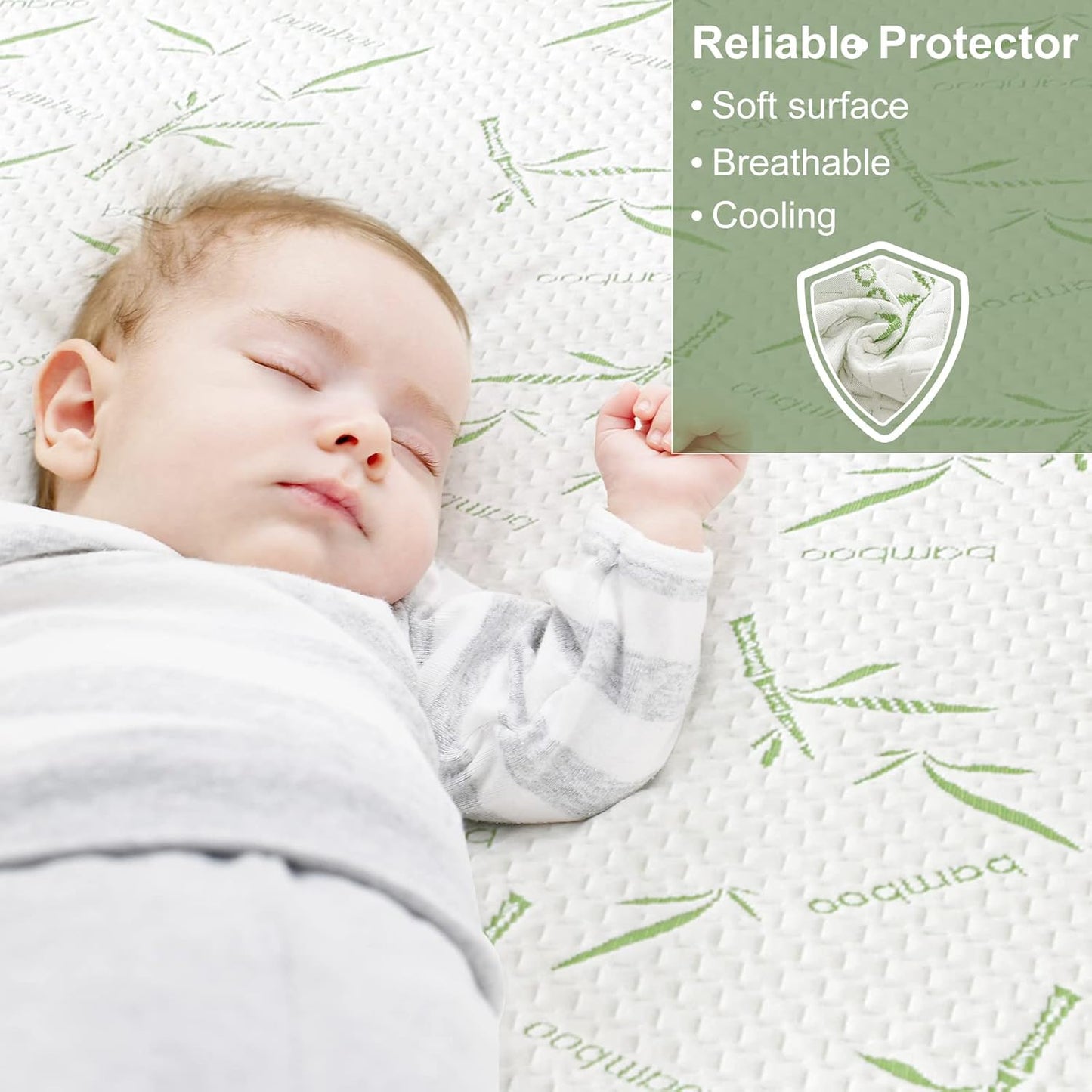 Twin Mattress Protector Waterproof Mattress Pad Washable Bamboo Rayon Mattress Cover Breathable Noiseless Bed Protector 5" - 21'' Elastic Fitted Deep Pocket