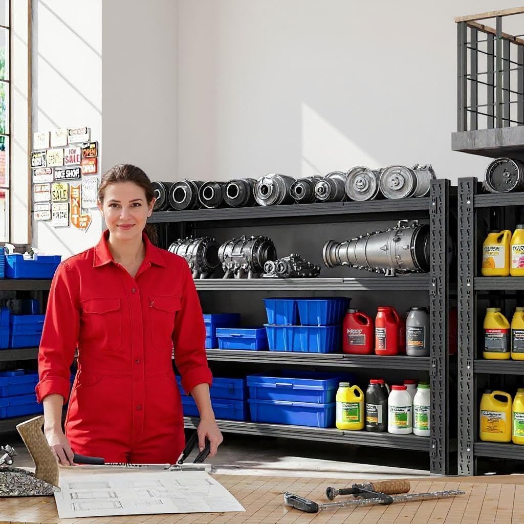 5000LBS Garage Shelving 59" W Heavy Duty Storage Shelves, 4 Tier Industrial Adjustable Metal Shelves, Shelving Units for Garages, Warehouses