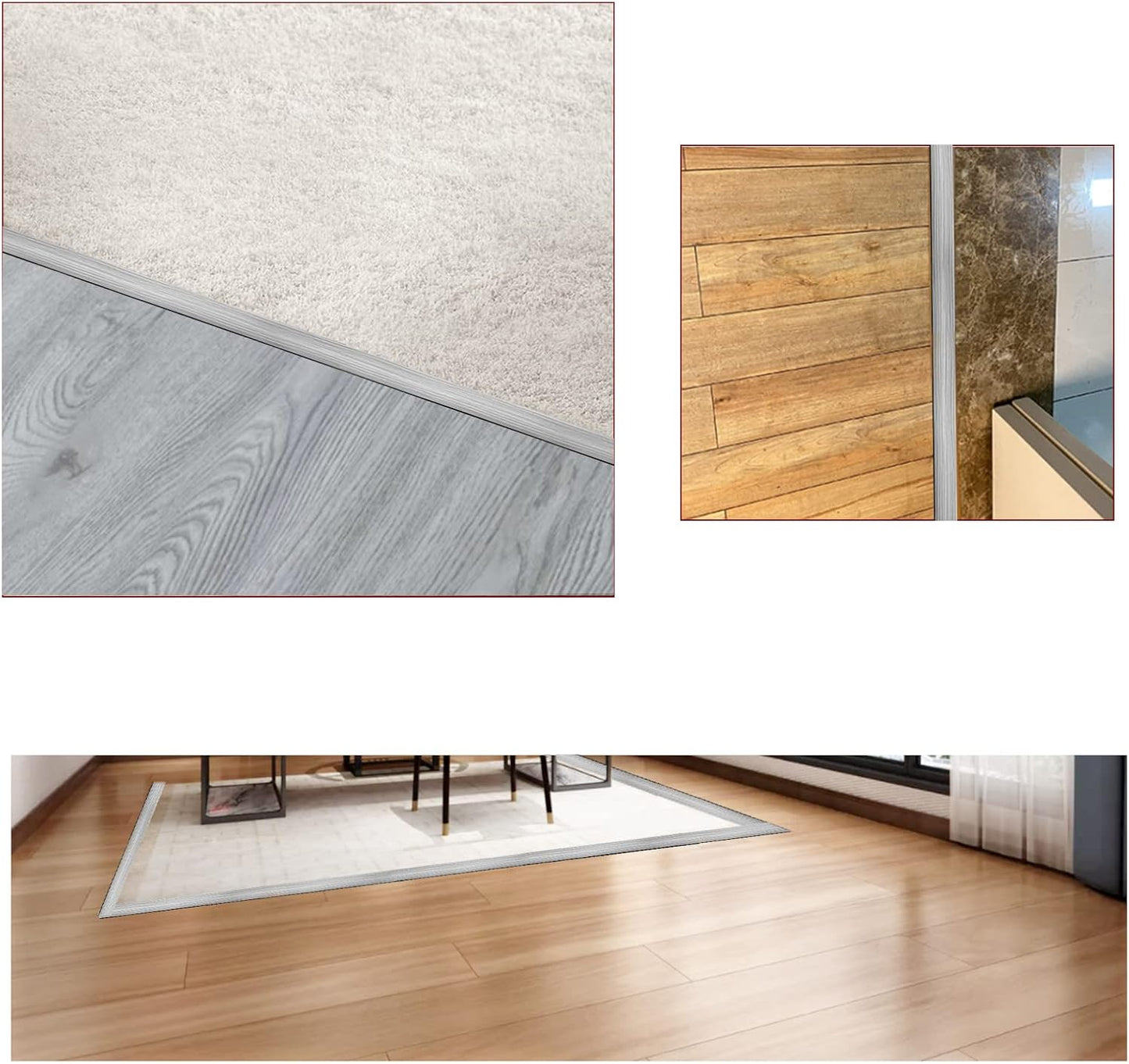 Floor/Door Flat Transition Strip & Self-Adhesive Vinyl Edge Trim - Laminate Gap Covering Joining Strip