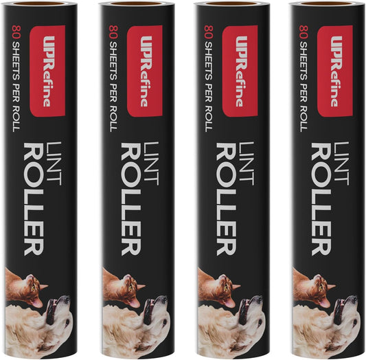 Large Lint Roller Refill 320 Sheets(4 Pack) Value Set, Extra Sticky, Easy Tear for Lint Remover, 9.45 in Pet Mega Extreme Stick Refill for Floor Roller Cleaning for Pet Hair
