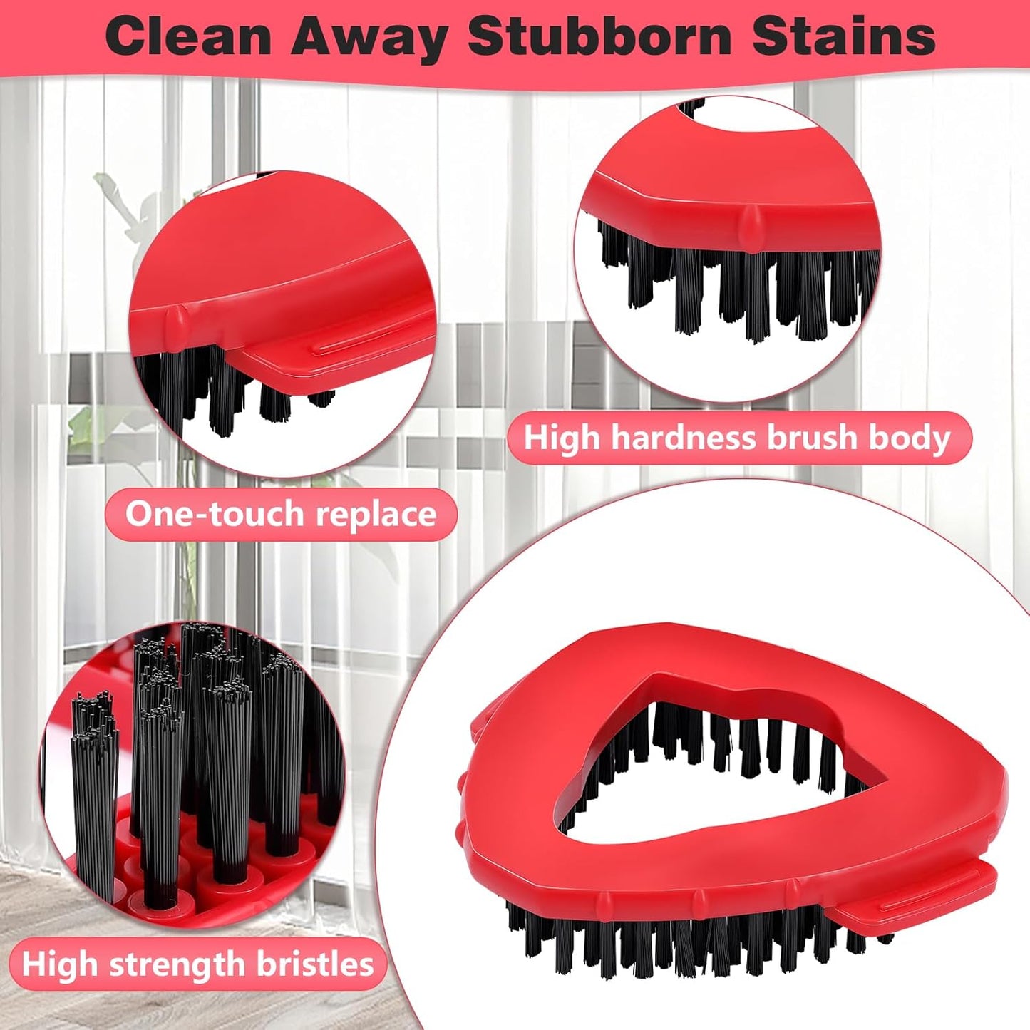 Mop Replacement Heads 4 Pcs & 1Scrub Brush & 1 Base Combo for Ocedar Easywring 1-Tank System,Microfiber Spin Mop Replacement Head,Machine Washable for Bathroom,Kitchen,Tub and Tile