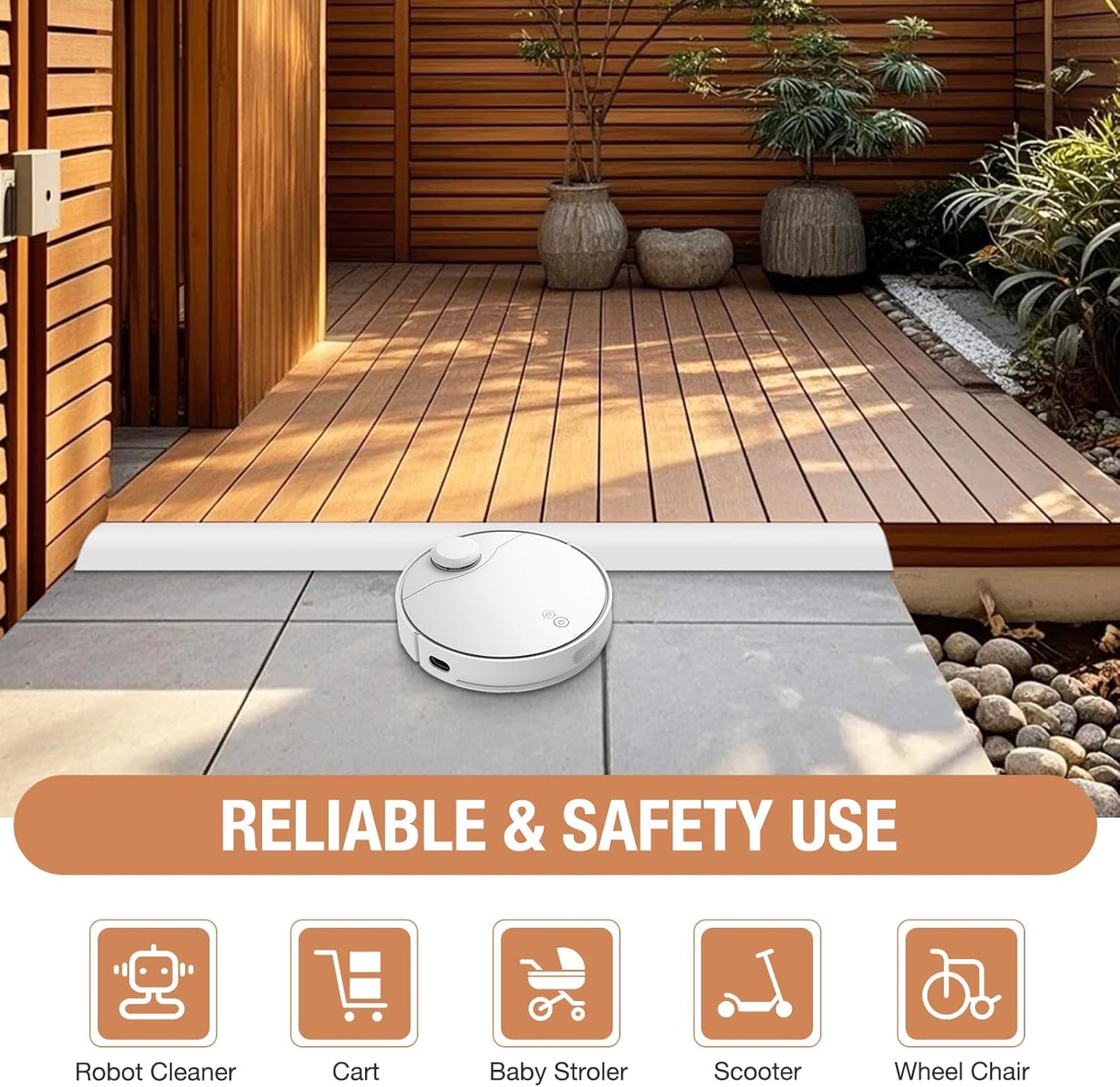 Floor Transition Strip Self Adhesive Vinyl Door Threshold for Doorways Carpet Edging Trim Overlap Edge Reducer for Laminate Floor, Carpet, Tile (White, 3/5" to 4/5", 6.6Ft)