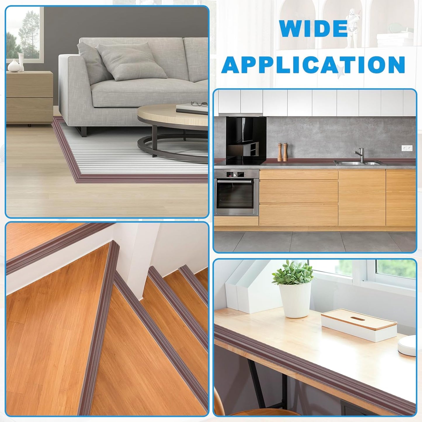 Wall Corner Protector Peel and Stick Corner Trim Molding Flexible Inside & Outside Wall Edge Guard Self Adhesive Moulding Trim for Edge Use, Brown, 2.3” W x 40’ L