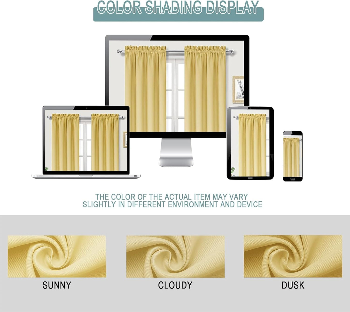 DWCN Blackout Curtains for Bedroom – Rod Pocket Thermal Insulated Noise Reducing Noise Reducing Drapes for Living Room, W 42 x L 63 Inch, 2 Panels, Light Yellow