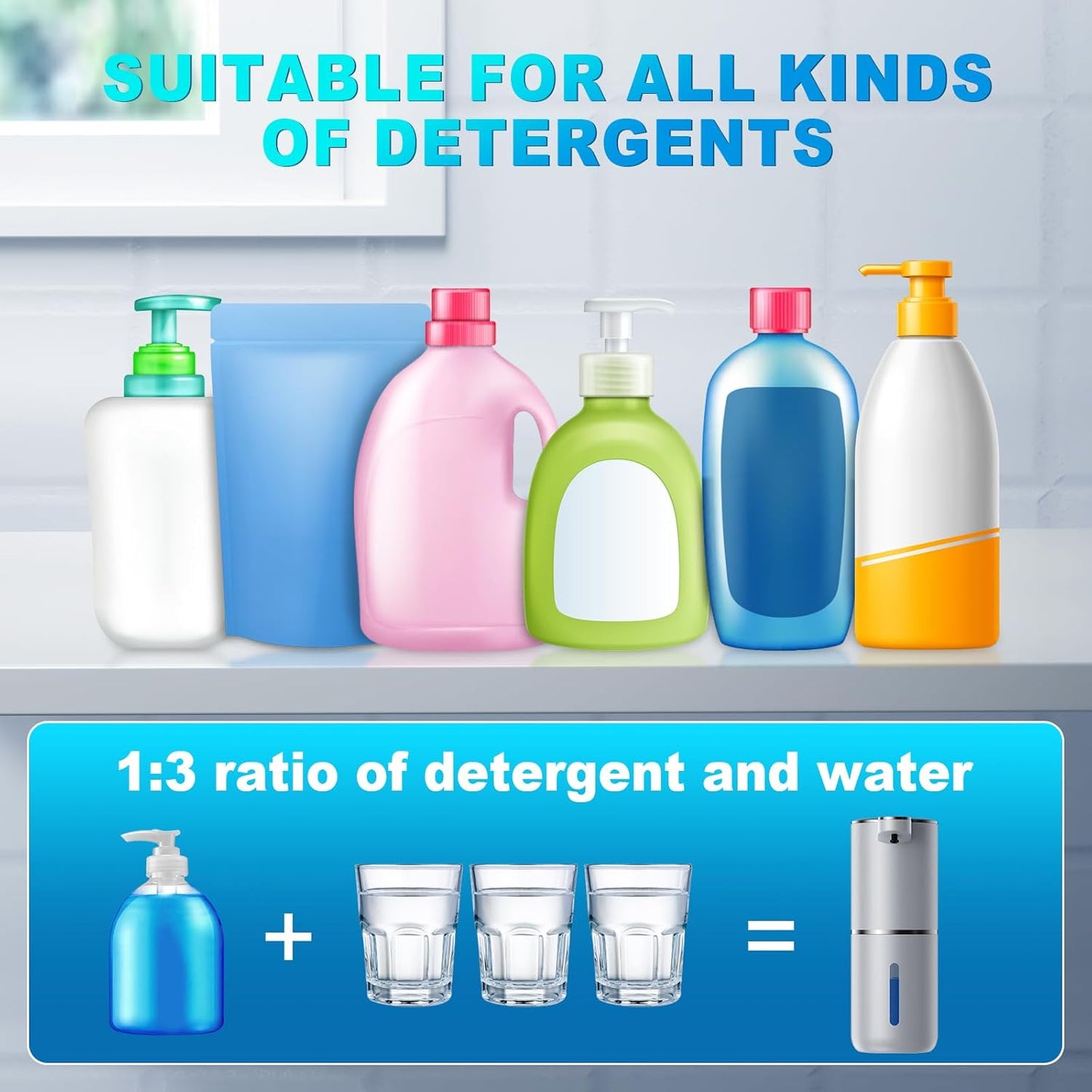 Automatic Foaming Soap Dispenser, 12.8oz/380ml Wall Mount Touchless Soap Dispenser with Sensor, 4-Level Adjustable, IPX5 Waterproof, USB Rechargeable for Bathroom, Kitchen