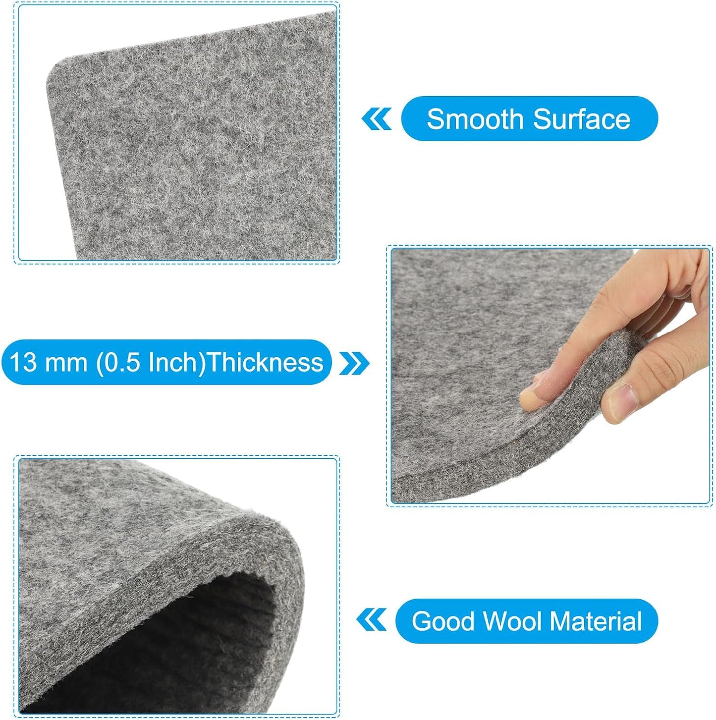 PATIKIL Wool Pressing Mat, 13.5" x 13.5" Wool Ironing Pad Blanket 0.5" Thickened Heat Resistant Quilting Ironing Pad for Quilters Sewing Craft, Grey